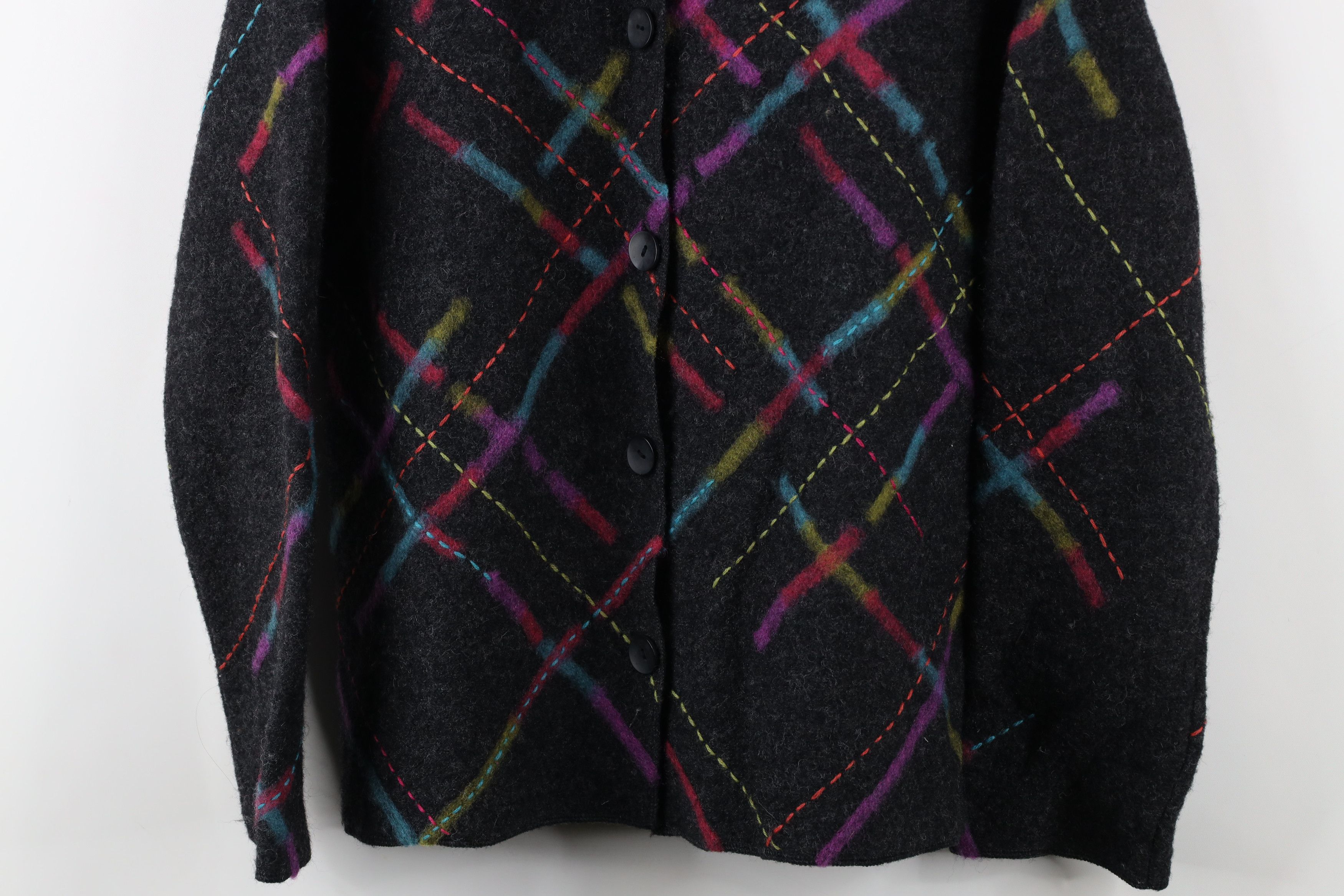 Vintage Vintage Y2K Streetwear Rainbow Wool Knit Cardigan Sweater Size L / US 10 / IT 46 - 3 Thumbnail