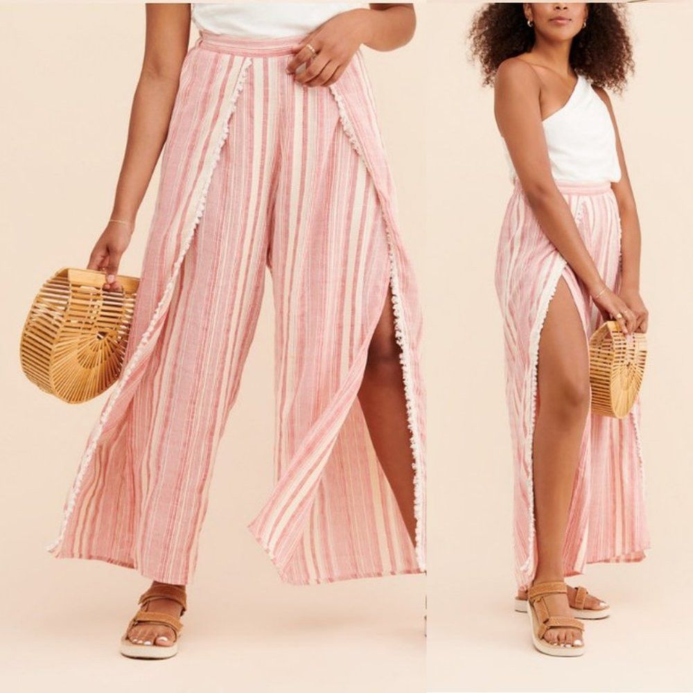Other New Raga Cotton Candy Stripe Slit Pants Size S Size 28" / US 6 / IT 42 - 2 Thumbnail