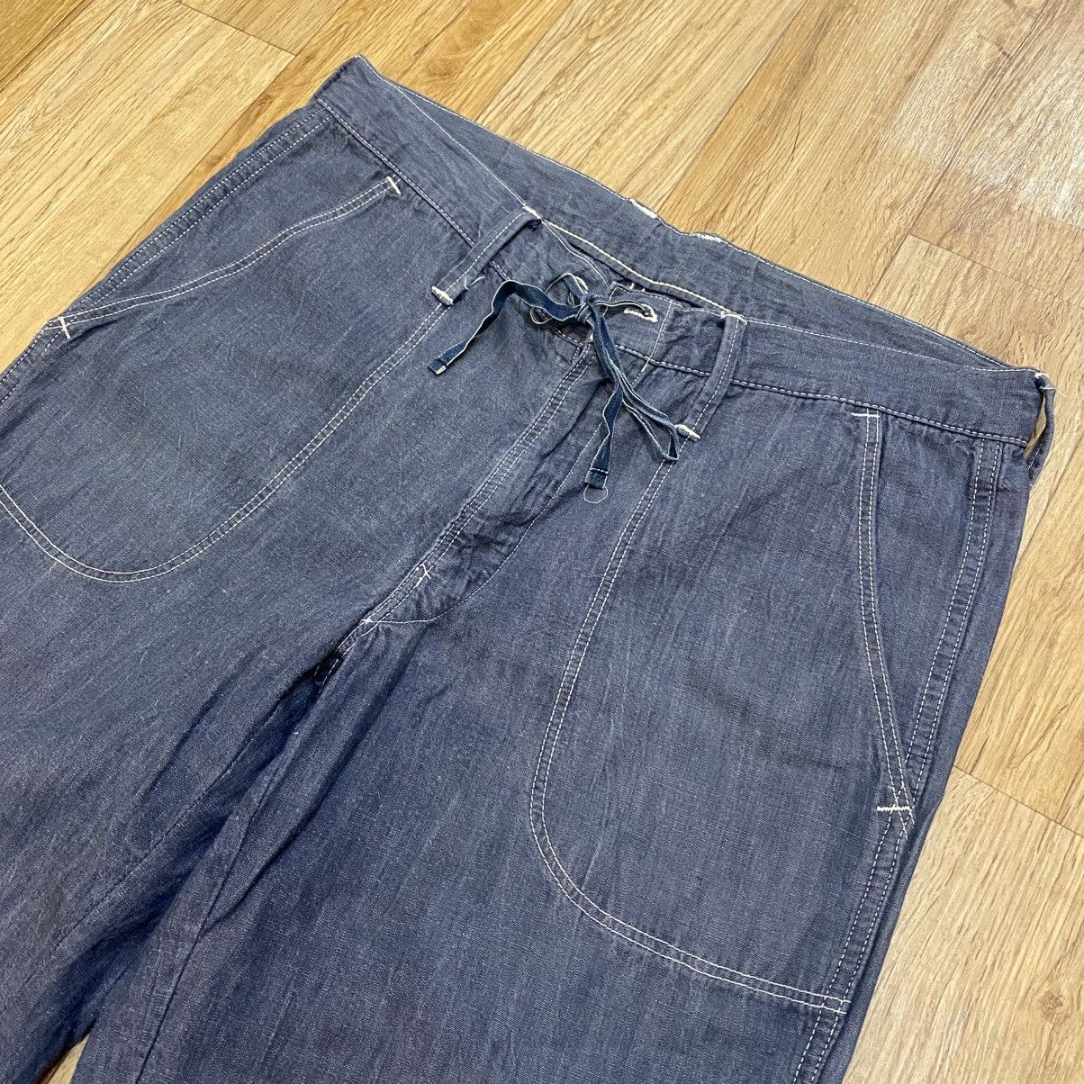 45rpm 2000s 45rpm Drawstring Linen Blue Short Pants Size US 29 - 3 Thumbnail