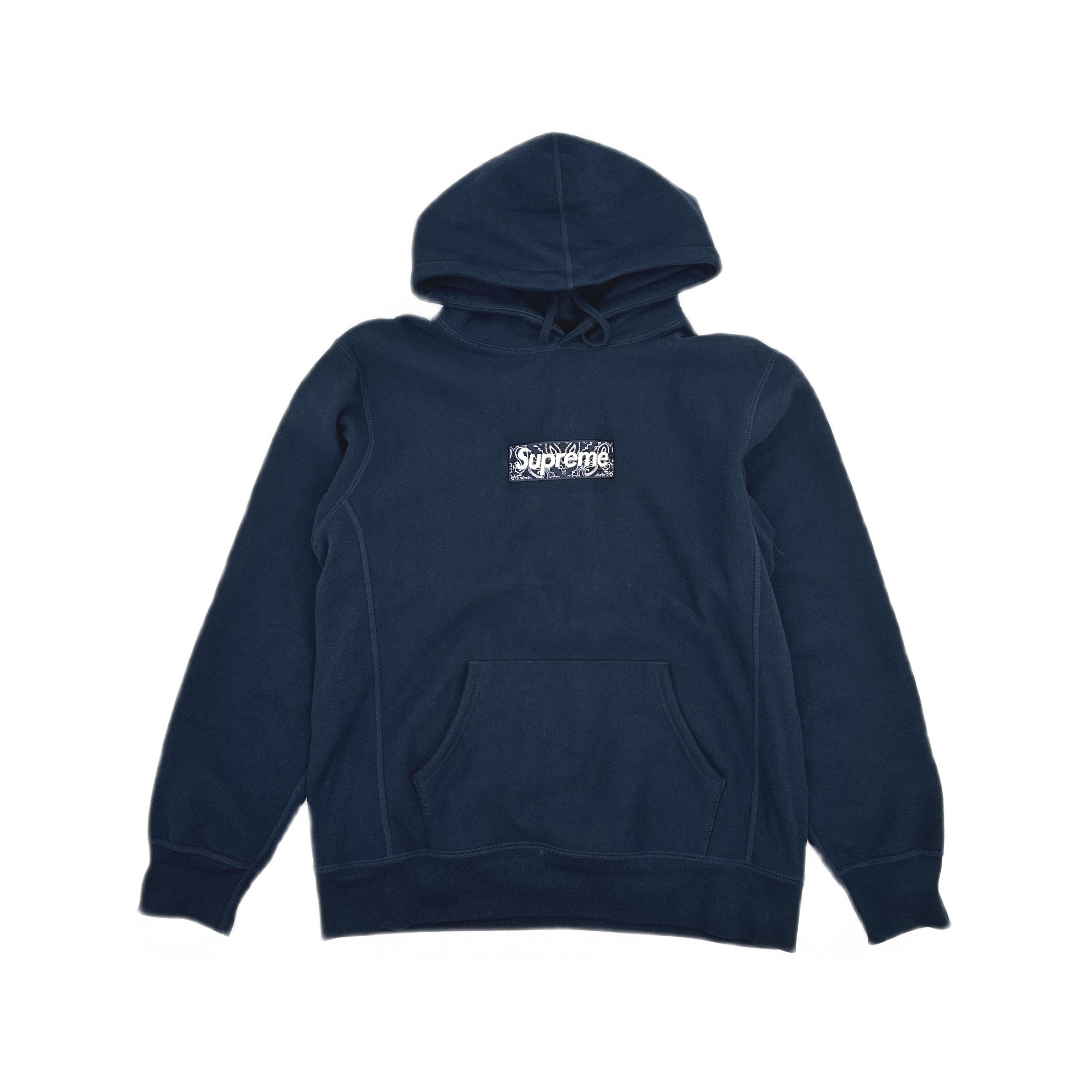 Supreme Supreme Bandana Box Logo Hoodie Grey and Blue LARGE | Grailed