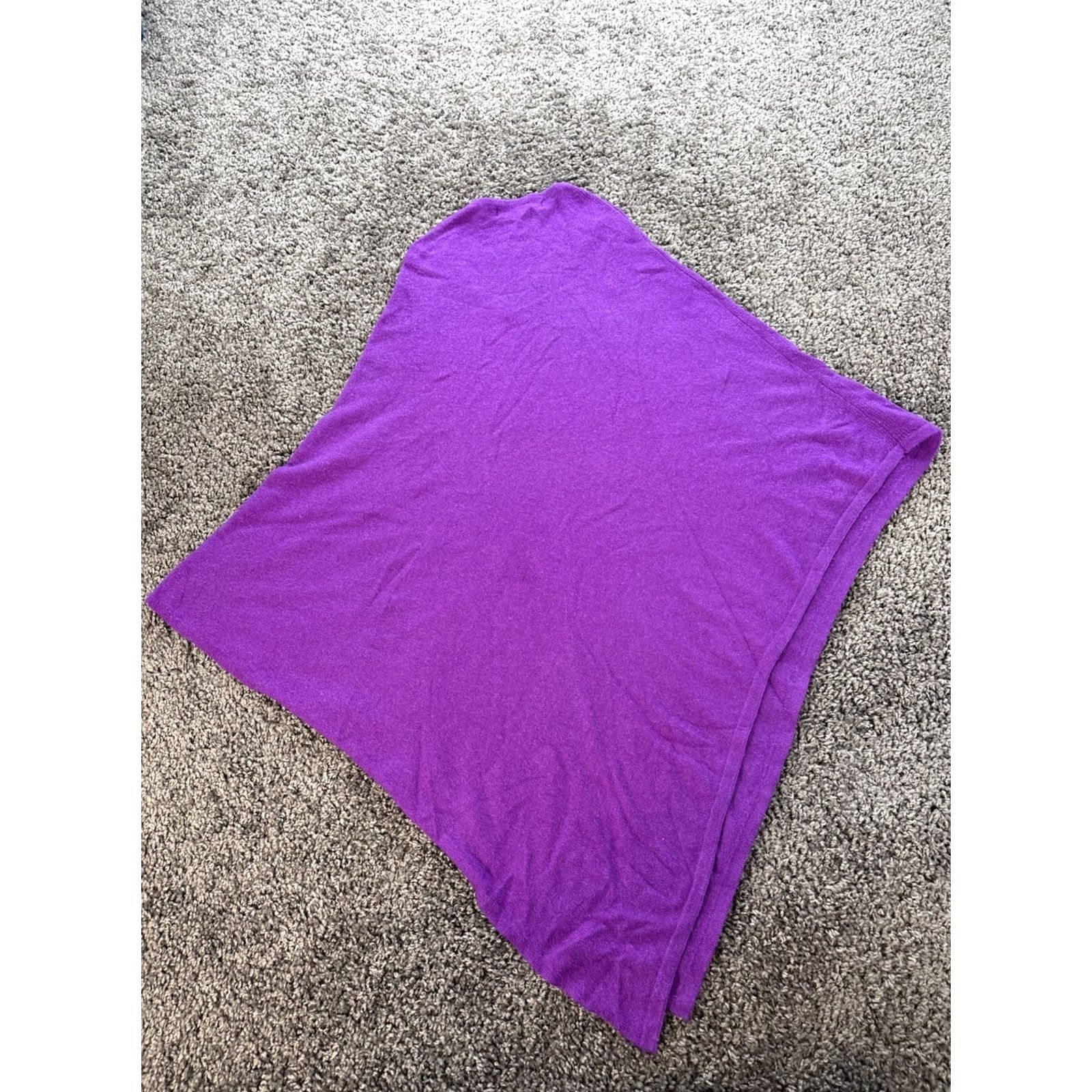 Vintage PASSAGE Purple 100% Cashmere Wool Shawl Womens One Size Shawl Purple Wool Soft Knitted Wrap Pullover Sleeveless Knit One Size Womens Size ONE SIZE - 4 Thumbnail