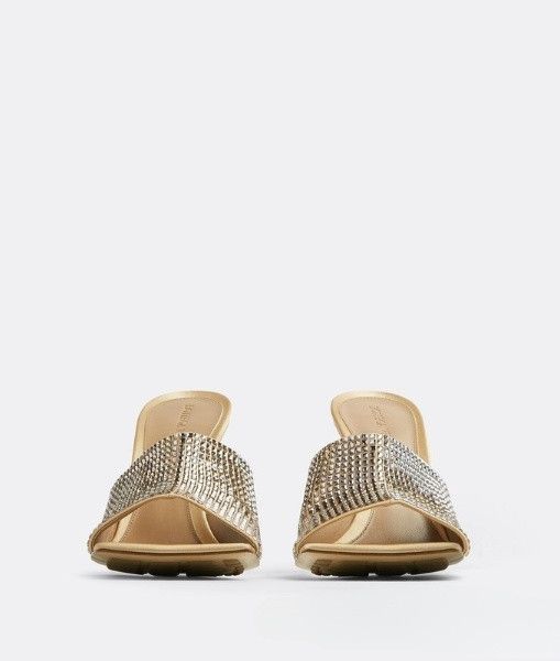 Bottega Veneta o1n1vont1024 Stretch Crystal-Embellished Sandals Cane Sugar Size US 5 / IT 35 - 4 Thumbnail