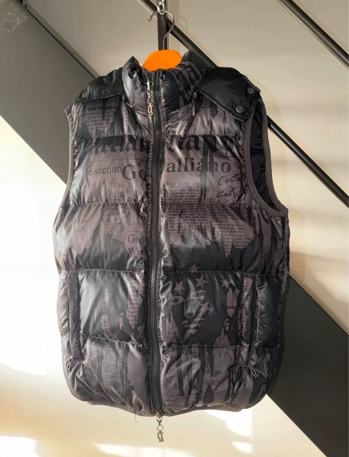 【John Galliano】NEWS PAPER DOWN VEST 希少 John Galliano Galliano Newspaper Print puffer jacket | Grailed