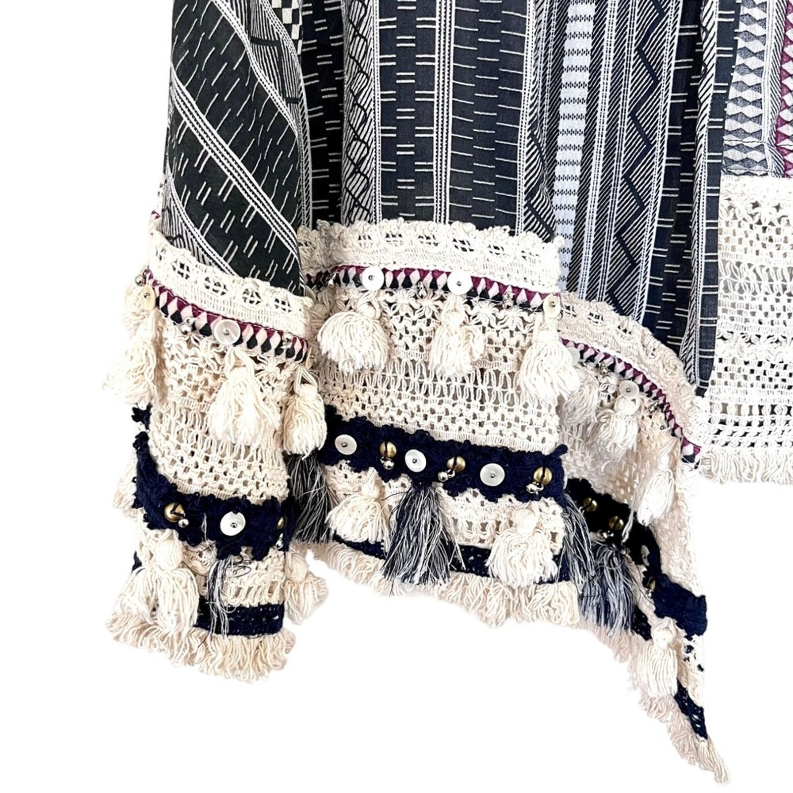 Zara ZARA Tassel Boho Trimmed Tribal Print Cardigan Poncho Size M / US 6-8 / IT 42-44 - 10 Thumbnail