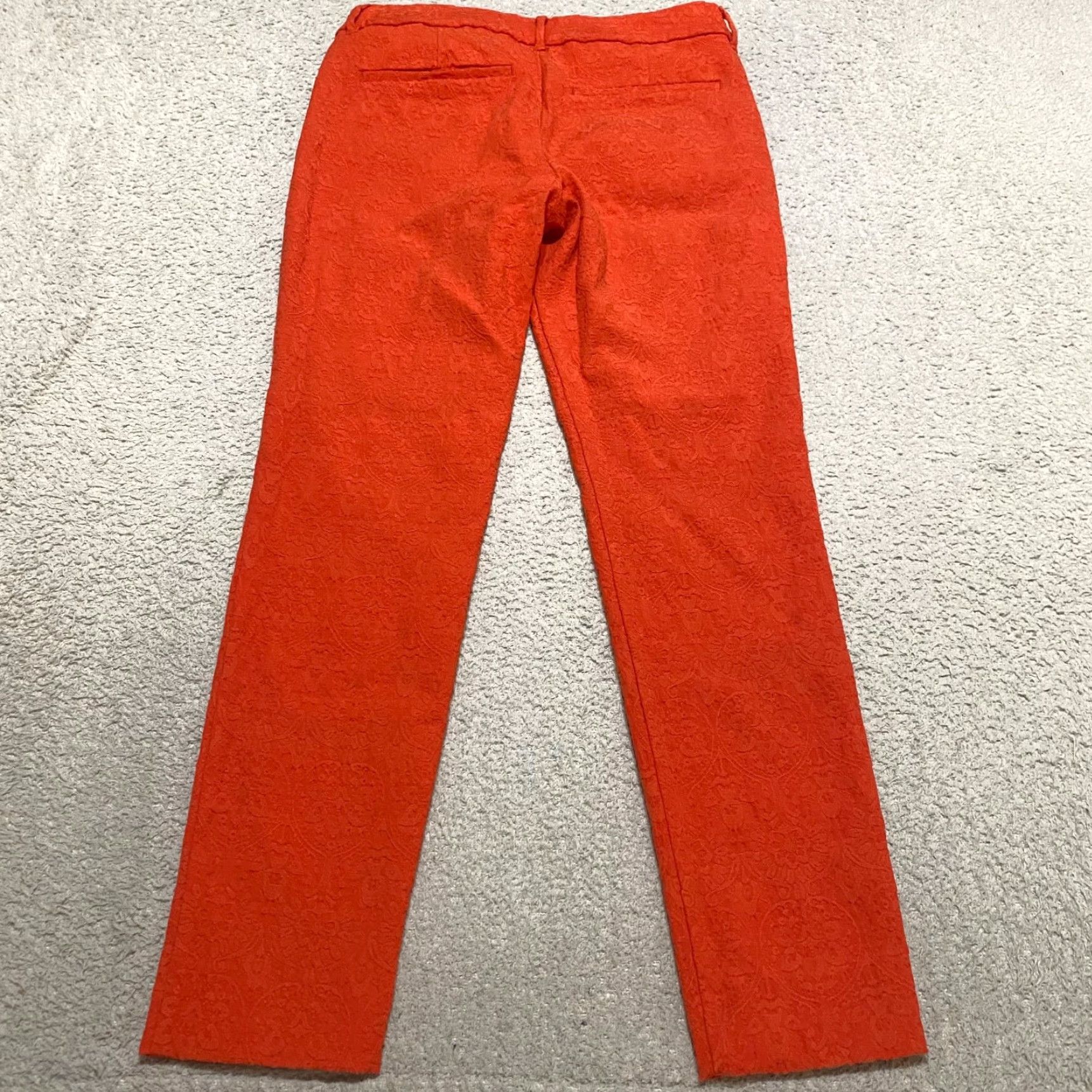 Old Navy VINTAGE Old Navy Womens 6 Dress Pants Orange Jacquard Geometric Mid Rise Business Casual Size 28" / US 6 / IT 42 - 2 Thumbnail