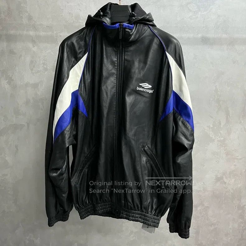 Balenciaga Color matching letter Logo printed hooded leath