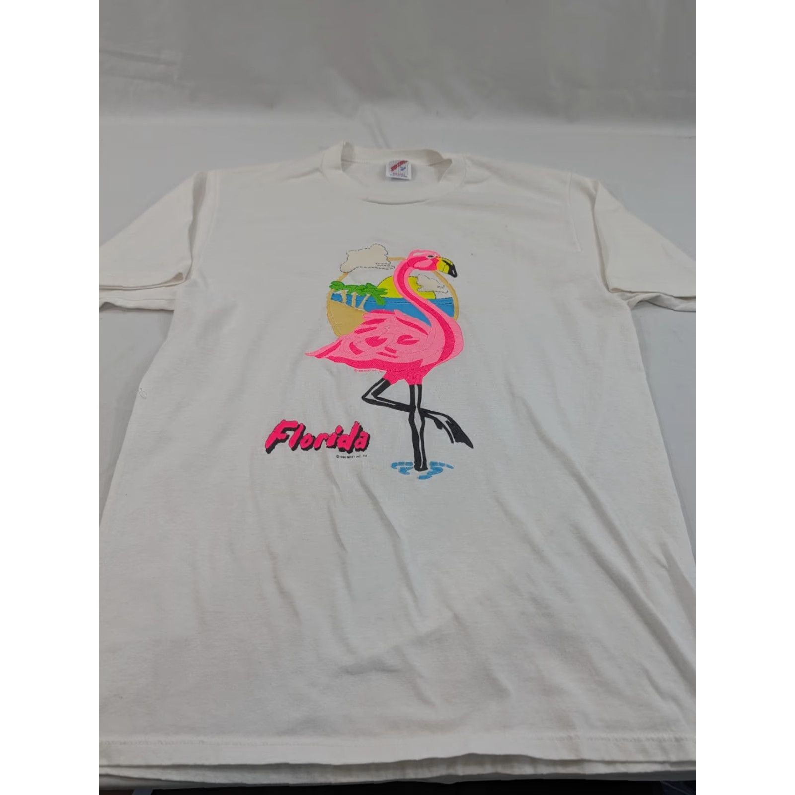 Jerzees VINTAGE Florida T-Shirt Mens L White Cotton Polyester Logo Graphic 1990s Short Sleeve St. Augustine Size US L / EU 52-54 / 3 - 3 Thumbnail