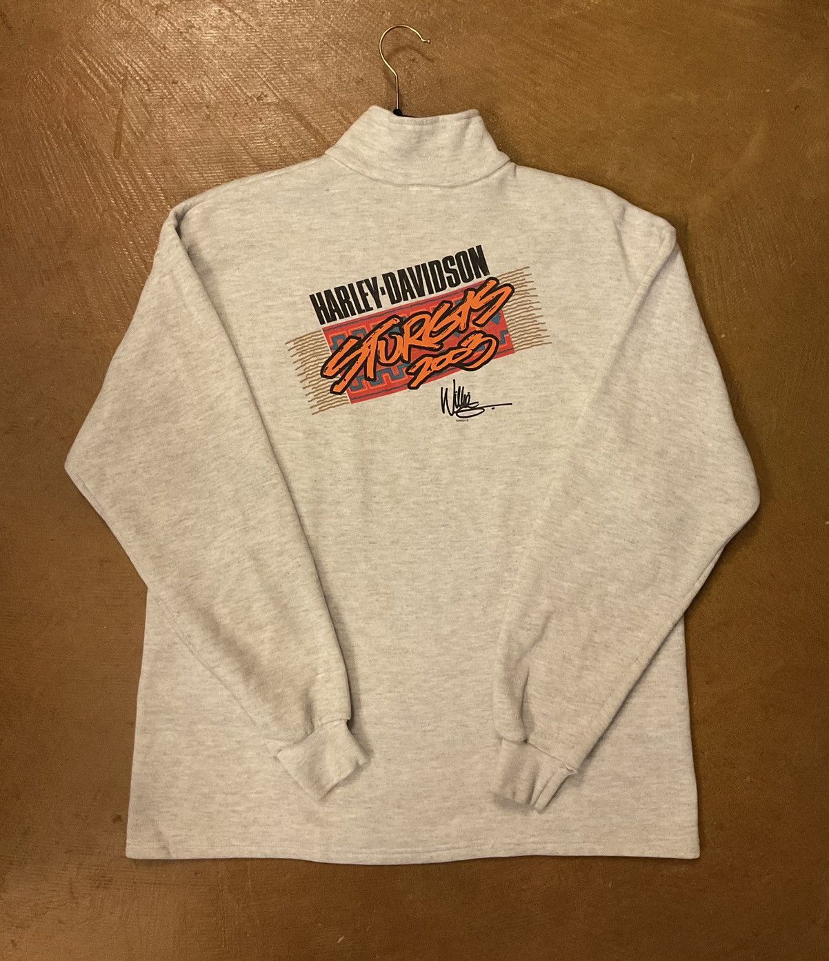 Harley Davidson Harley-Davidson Light Gray Zip-Up Sweater Size US M / EU 48-50 / 2 - 2 Thumbnail