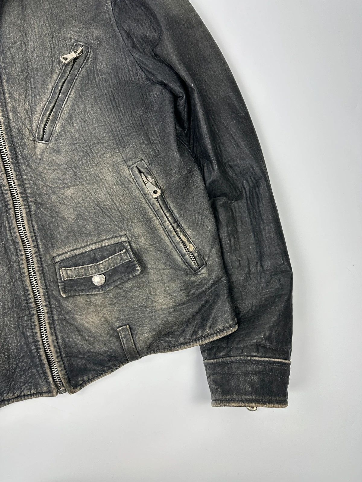 Dolce & Gabbana Dolce & Gabbana 00’s Grey Eroded Leather Faded Bomber Jacket Size US M / EU 48-50 / 2 - 5 Thumbnail