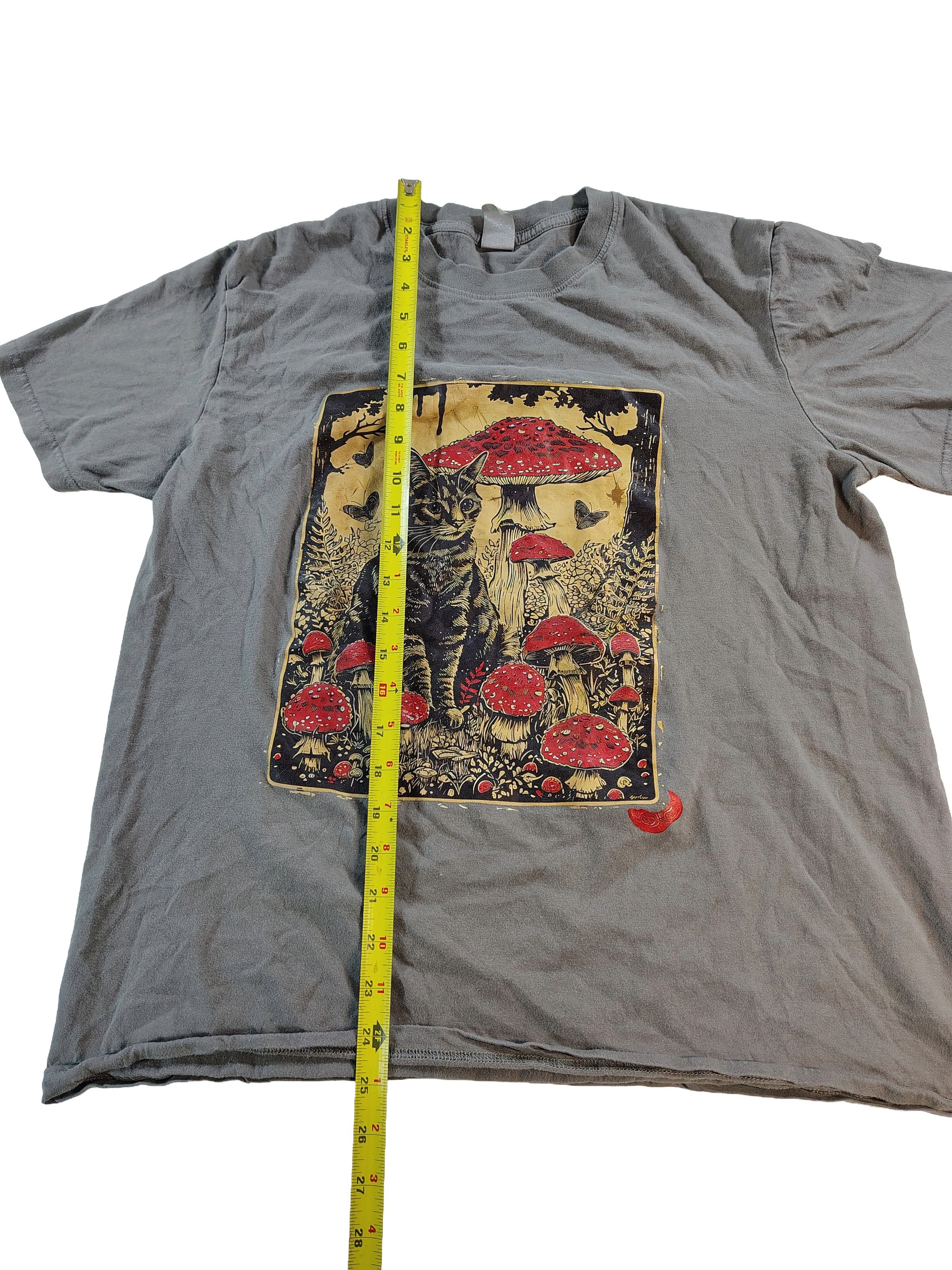 Other Men's Trippy Cat & Mushroom Dark Graphic T-Shirt Size US M / EU 48-50 / 2 - 5 Thumbnail