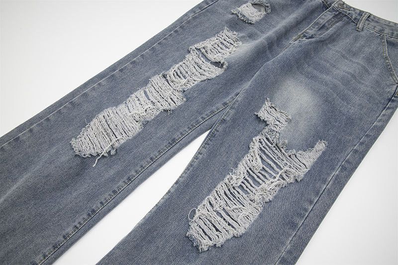 Jean Men's high street style loose straight leg ripped jeans Size US 32 / EU 48 - 5 Thumbnail