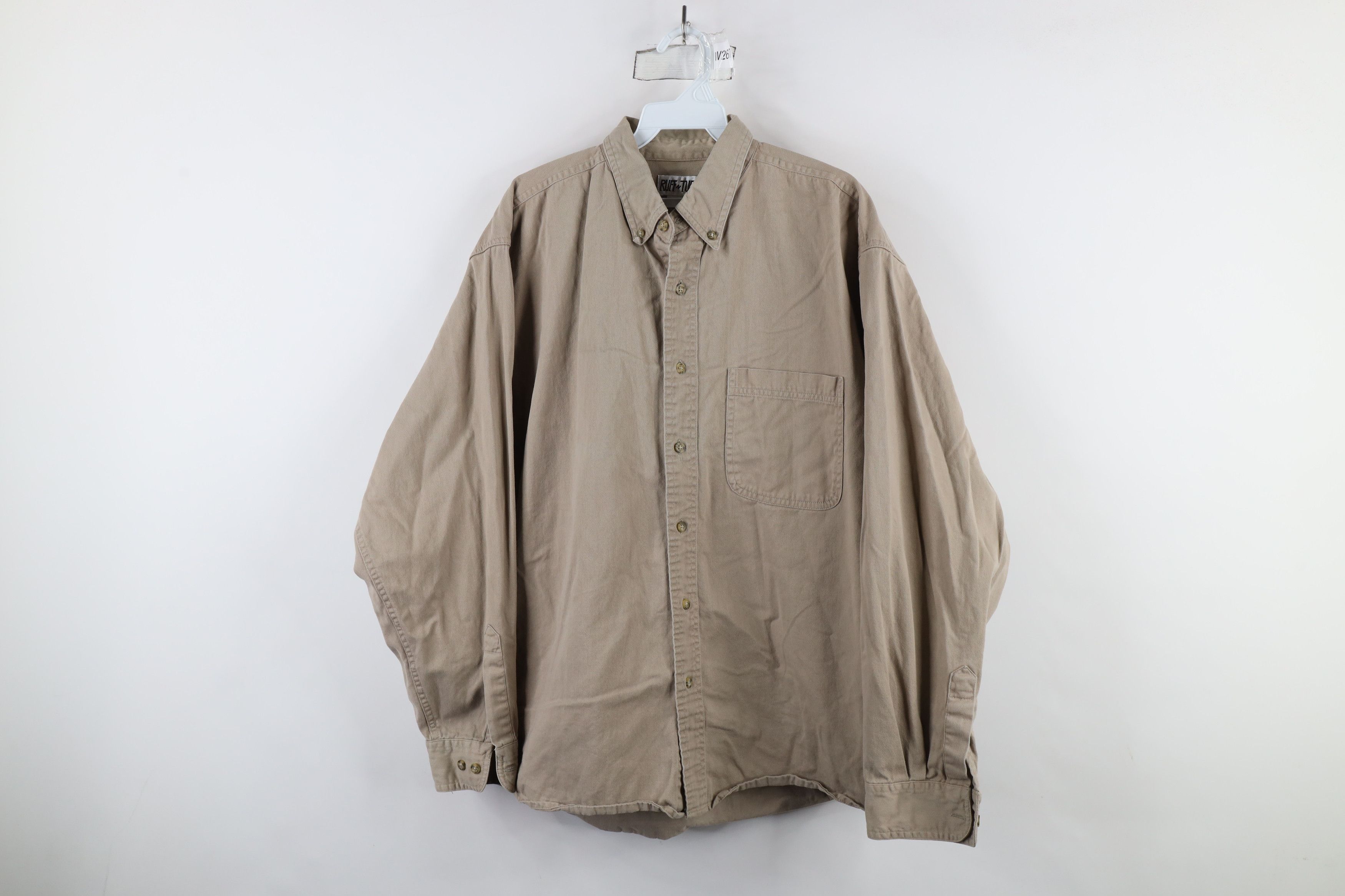 Vintage Vintage 90s Streetwear Twill Collared Button Down Shirt Size US L / EU 52-54 / 3 - 1 Thumbnail