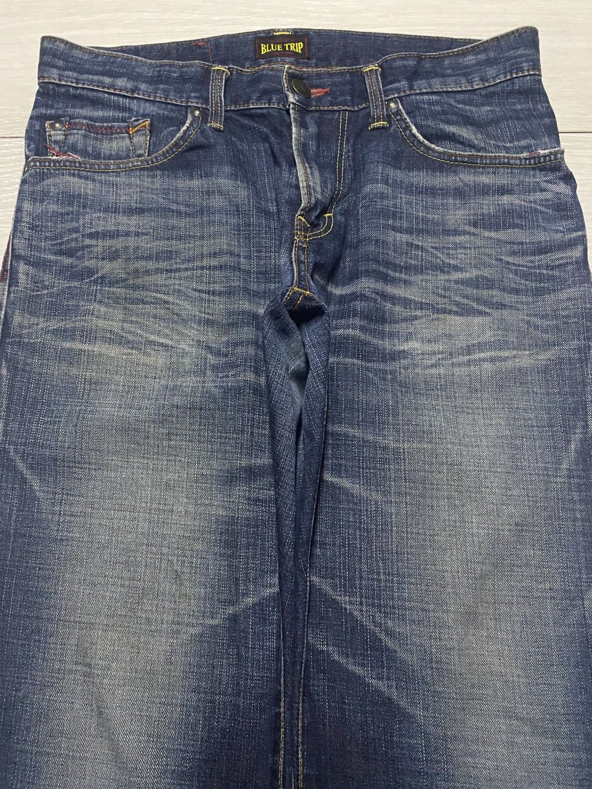 Edwin Vintage Edwin 503 Blue Trip Mud Wash Distressed Loose Jeans Size US 33 - 3 Thumbnail