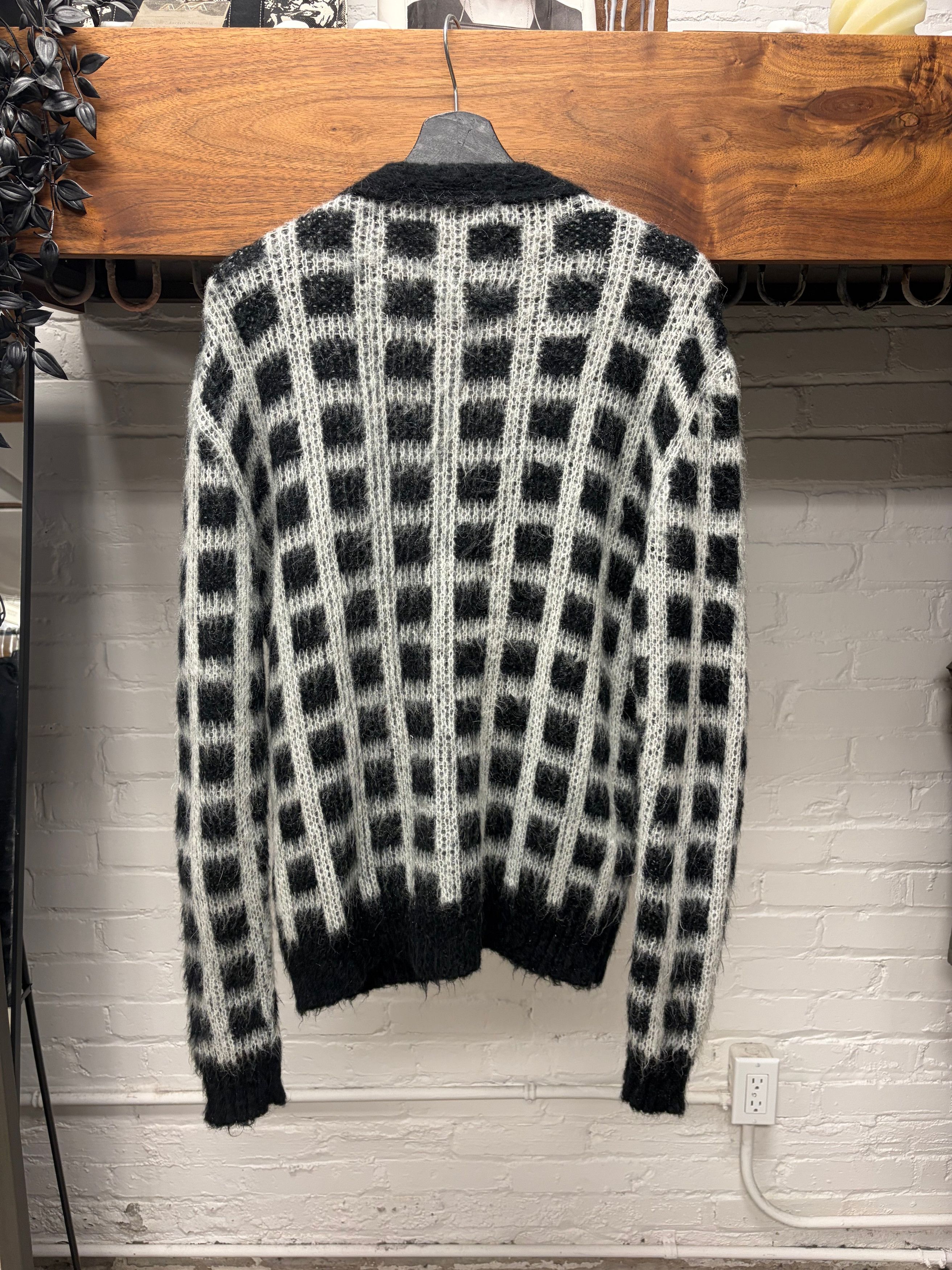 Marni Marni Black/White Plaid Mohair Shag Cardigan Size US M / EU 48-50 / 2 - 4 Thumbnail