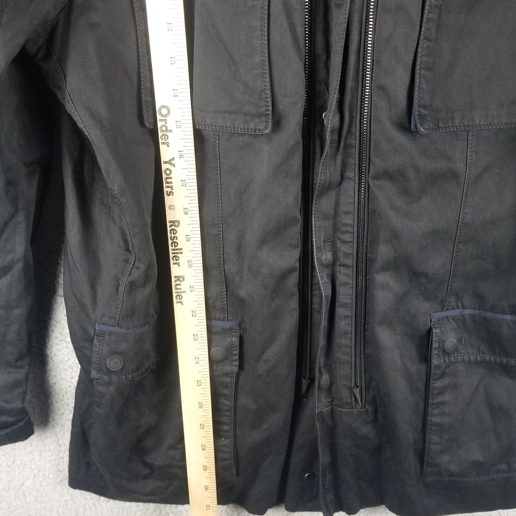 Elie Tahari ELIE TAHARI Jacket Woman XL Bryce Black Field Coat Outer Utility Zip Hooded Pockets Mid-Length Canvas Cotton Blend Size US XL / EU 56 / 4 - 4 Thumbnail