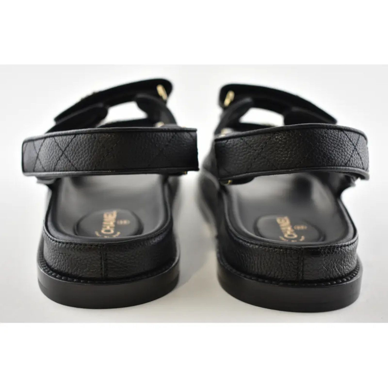 Chanel Chanel REV Black Caviar Gold CC Logo Mule Slide Strap Flat Size US 8 / IT 38 - 11 Thumbnail