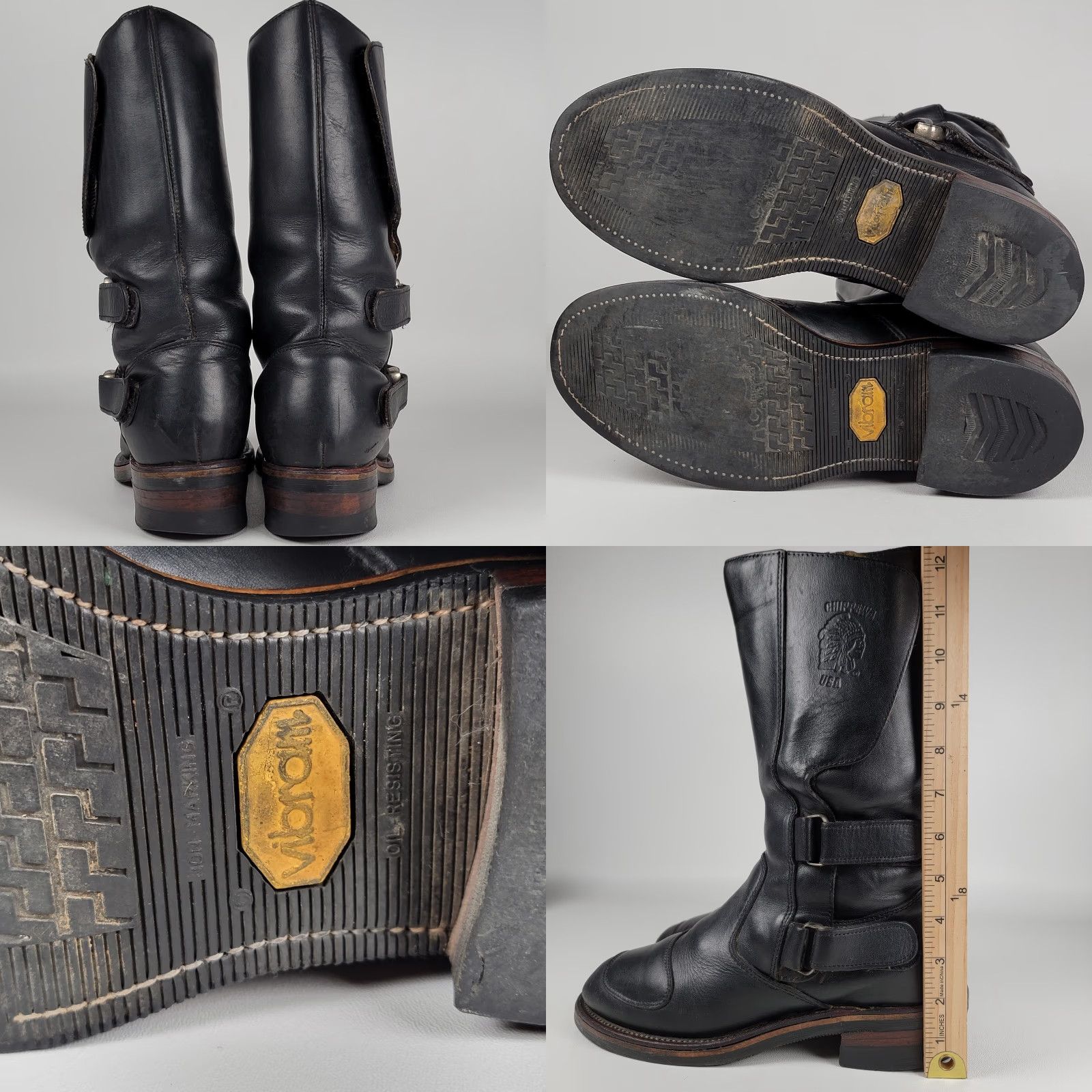 Chippewa Men's Chippewa Odessa Rally Black Leather Motorcycle Riding Boots 27862 8.5 EE Size US 9 / EU 42 - 8 Thumbnail