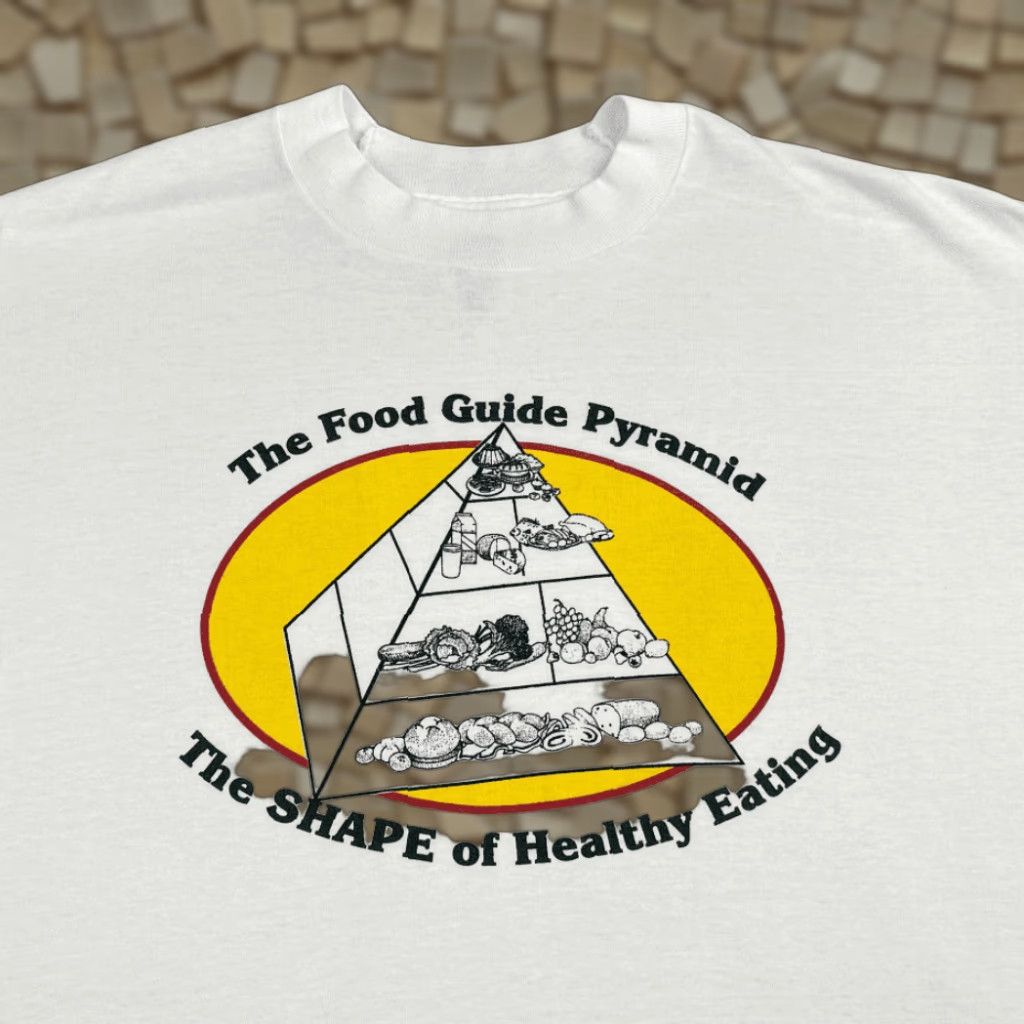 Fruit Of The Loom VINTAGE Food Pyramid Shirt Adult EXTRA LARGE White 90s Mens Size US XL / EU 56 / 4 - 1 Thumbnail