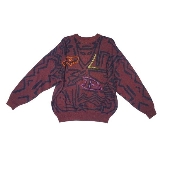 FALKE Vintage Sweater RARE Retro Embroidered Graphics Falke by Jef Size L / US 10 / IT 46 - 12 Thumbnail