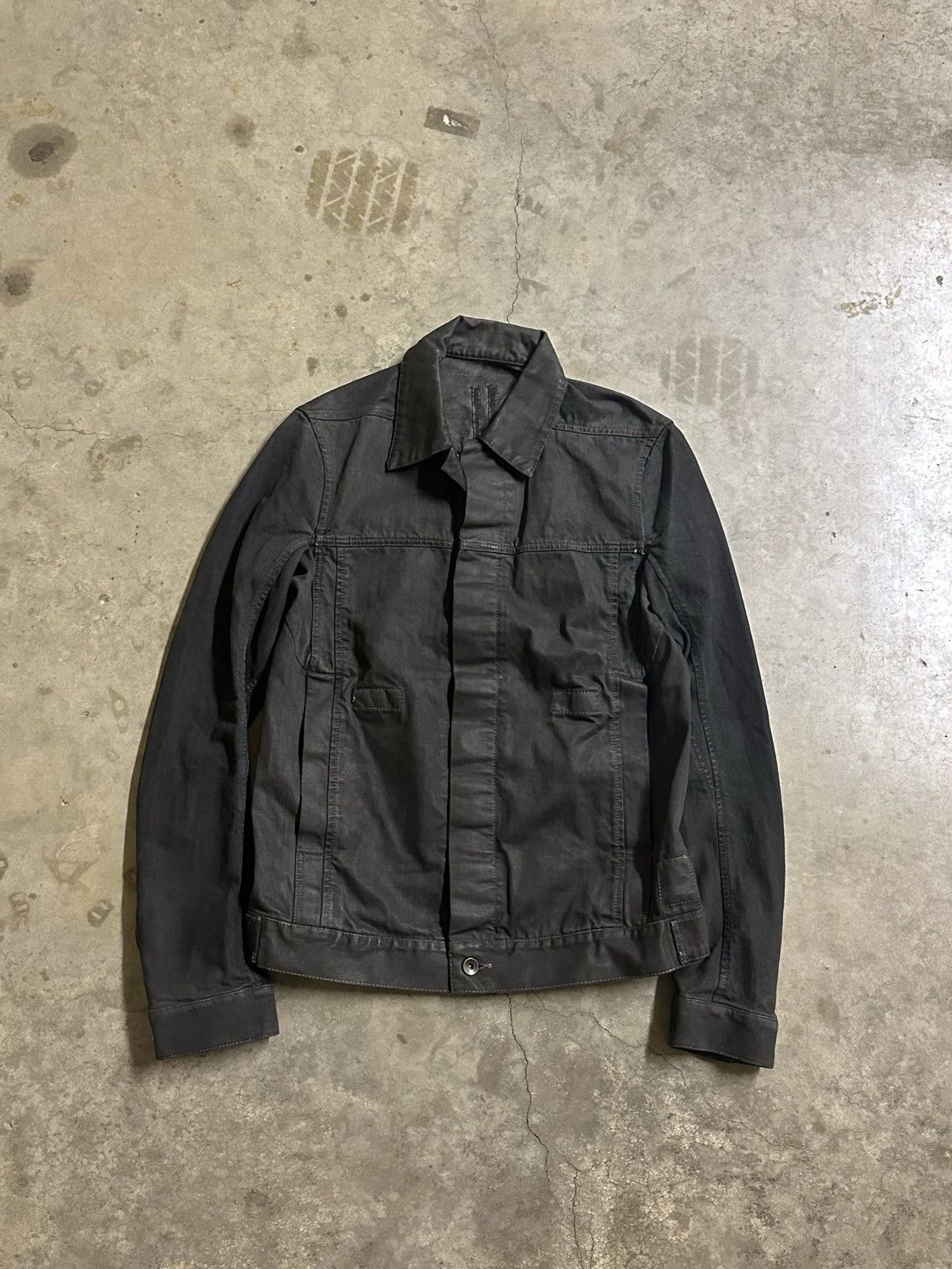 Rick Owens × Rick Owens Drkshdw Rick Owens Black Wax Denim Trucker