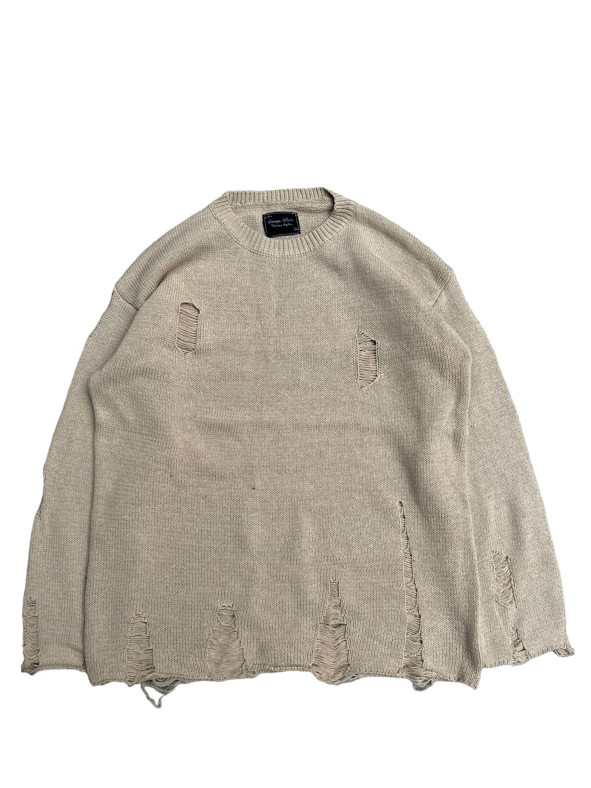 Pre-owned Number N Ine X Takahiromiyashita The Soloist Number Nine Distressed Grunge Knit Sweater In Light Khaki