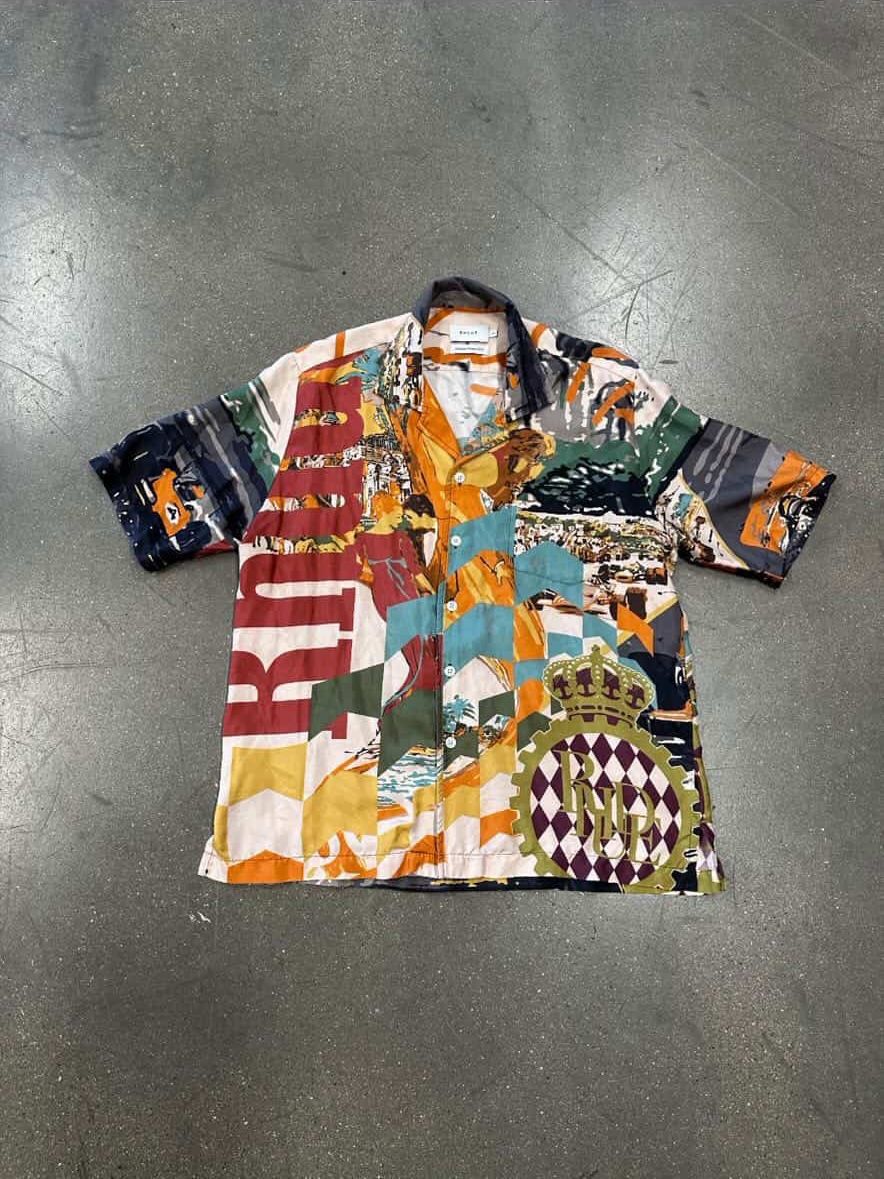Rhude Rhude Silk Racing Short-Sleeve Button Up Multi-Color Size US M / EU 48-50 / 2 - 1 Thumbnail