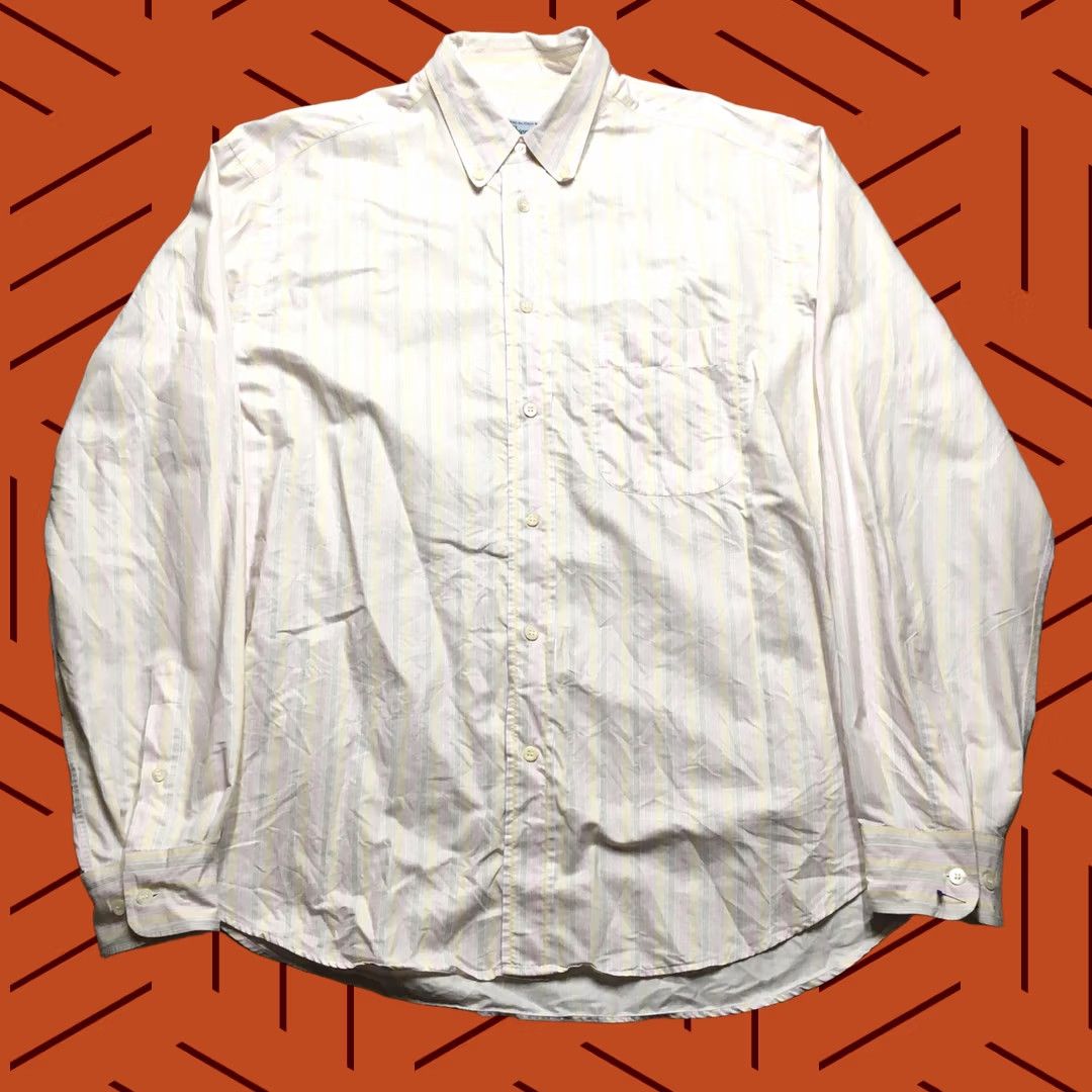 Brioni Brioni Shirt Mens XL Stripe Button-Down Italy Neiman Marcus Luxury Dress Shirt Color White Size 46R - 1 Thumbnail