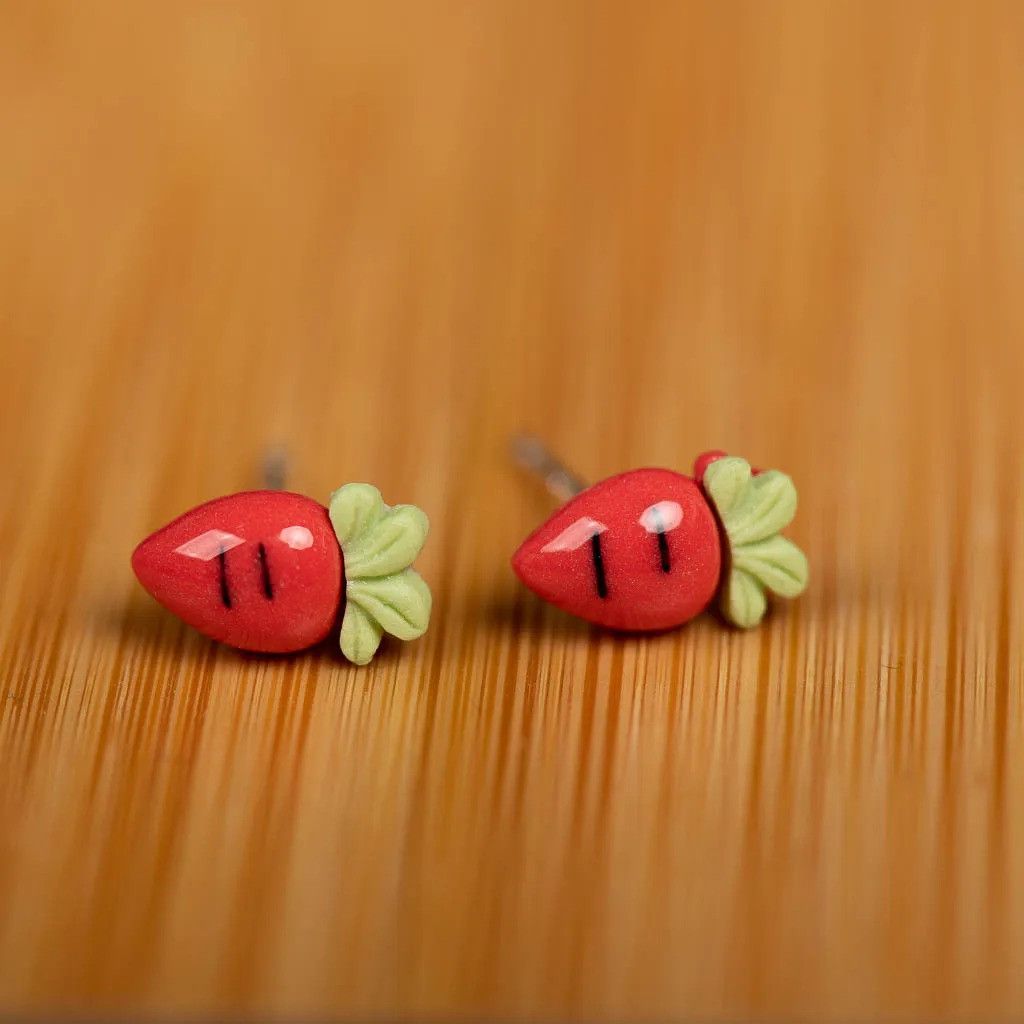 Jewelry Small Carrots Stud Earrings Ceramic Ear Gift For Her Size ONE SIZE - 1 Preview