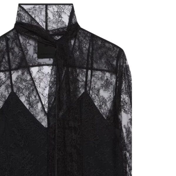 Givenchy o1w1db10325 Lavalliere Blouse in Black Size L / US 10 / IT 46 - 2 Thumbnail