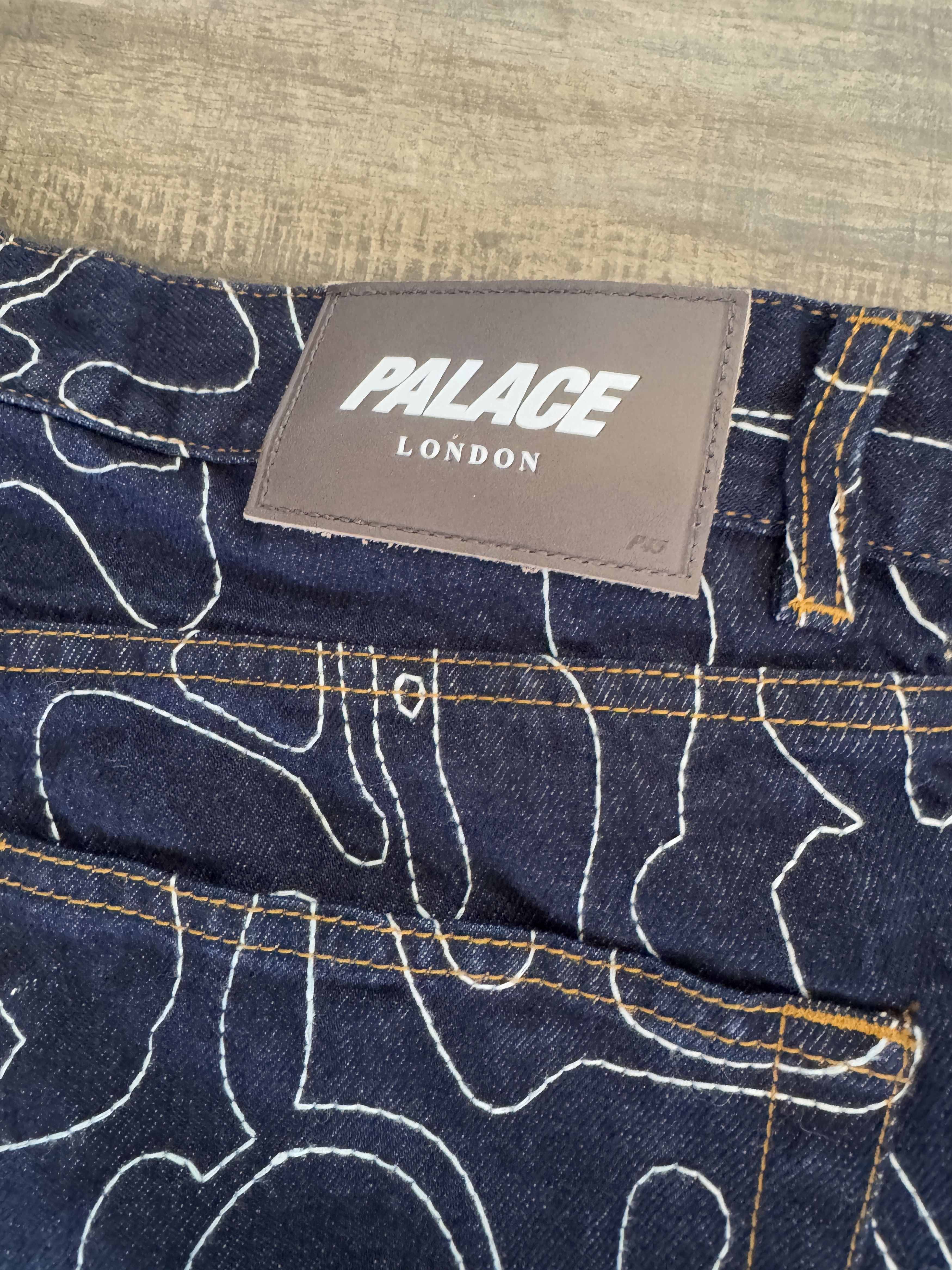 Palace Palace P45 Splat Denim Jeans Embroidered Indigo Size US 34 / EU 50 - 3 Thumbnail