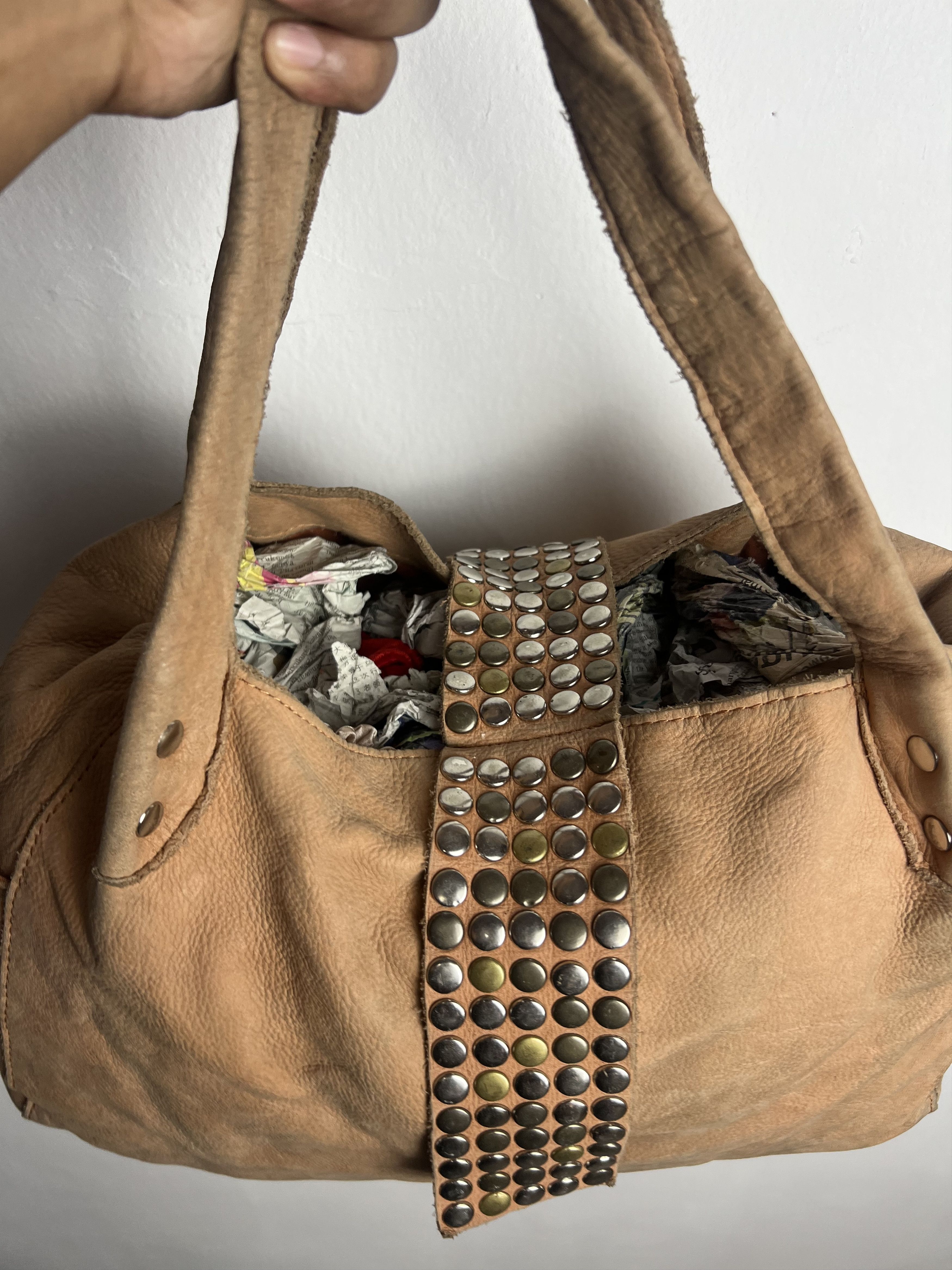 Genuine Leather Tres Kmrii Style Studded Leather Suede Hobo Bag Size ONE SIZE - 7 Thumbnail