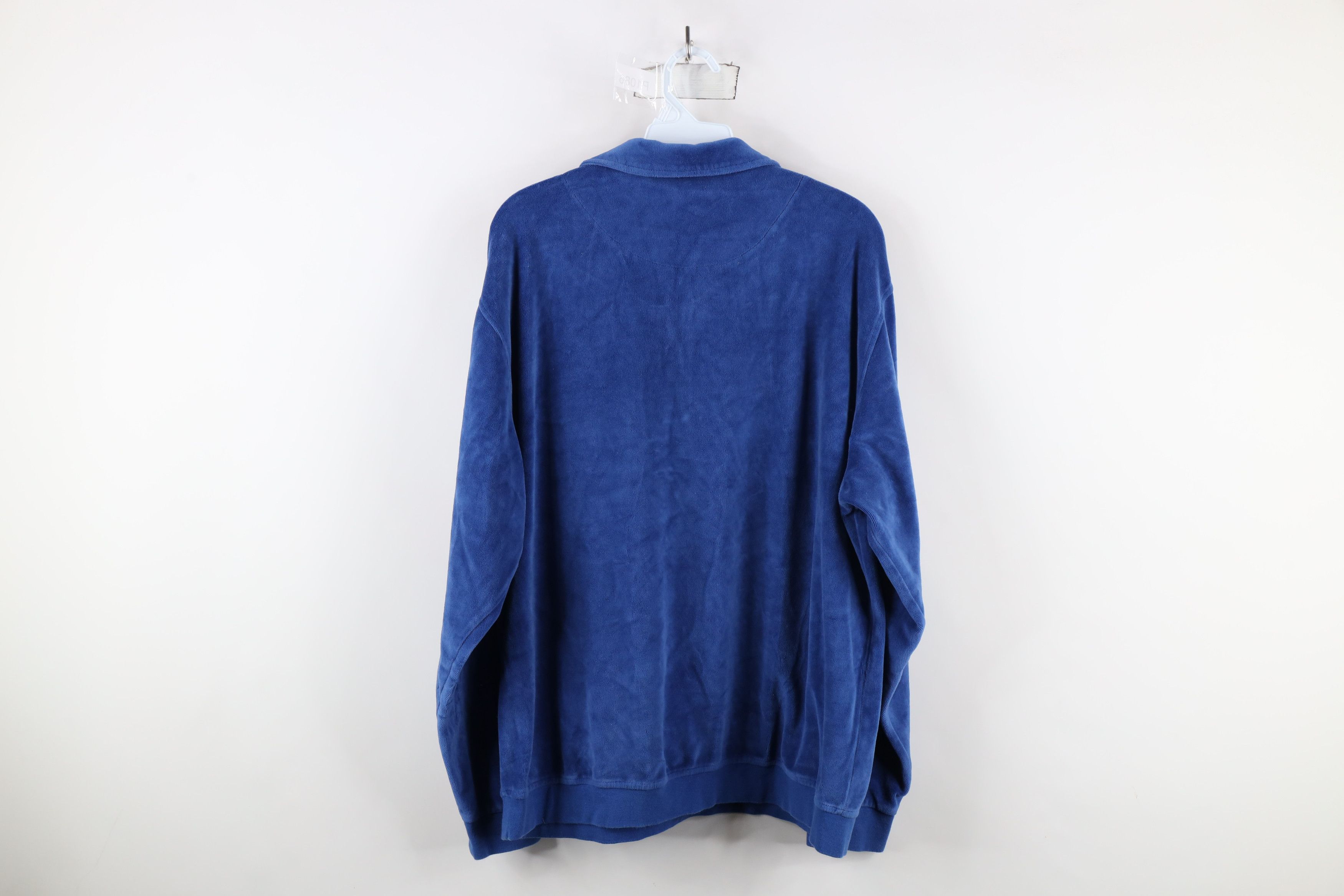 Vintage Vintage 90s Streetwear Velour Collared Pullover Sweater Size US L / EU 52-54 / 3 - 9 Thumbnail