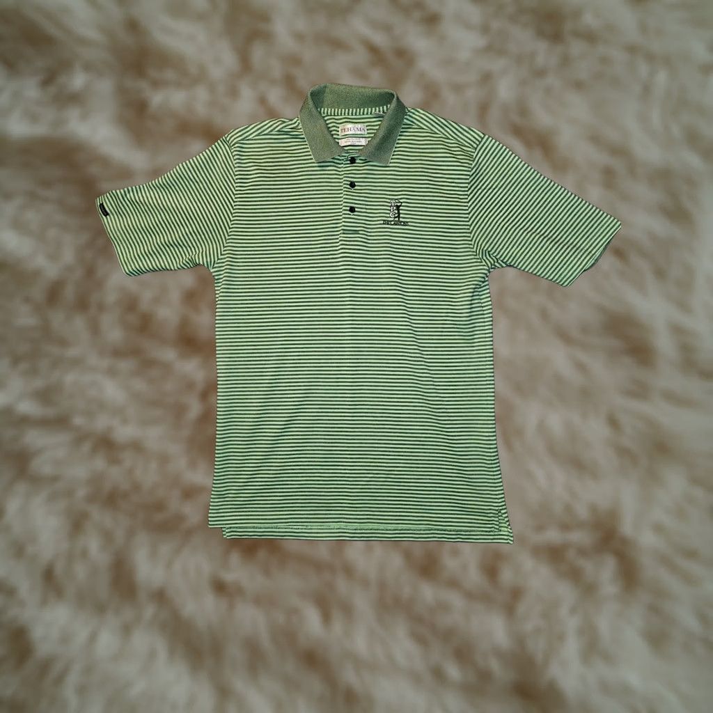 Vintage VINTAGE Teháma Polo Shirt Men XL Green Striped 60% Pima Cotton Hang'em Dry Golf Striped Embroidered Logo Short Sleeve Collared M Size US XL / EU 56 / 4 - 1 Thumbnail