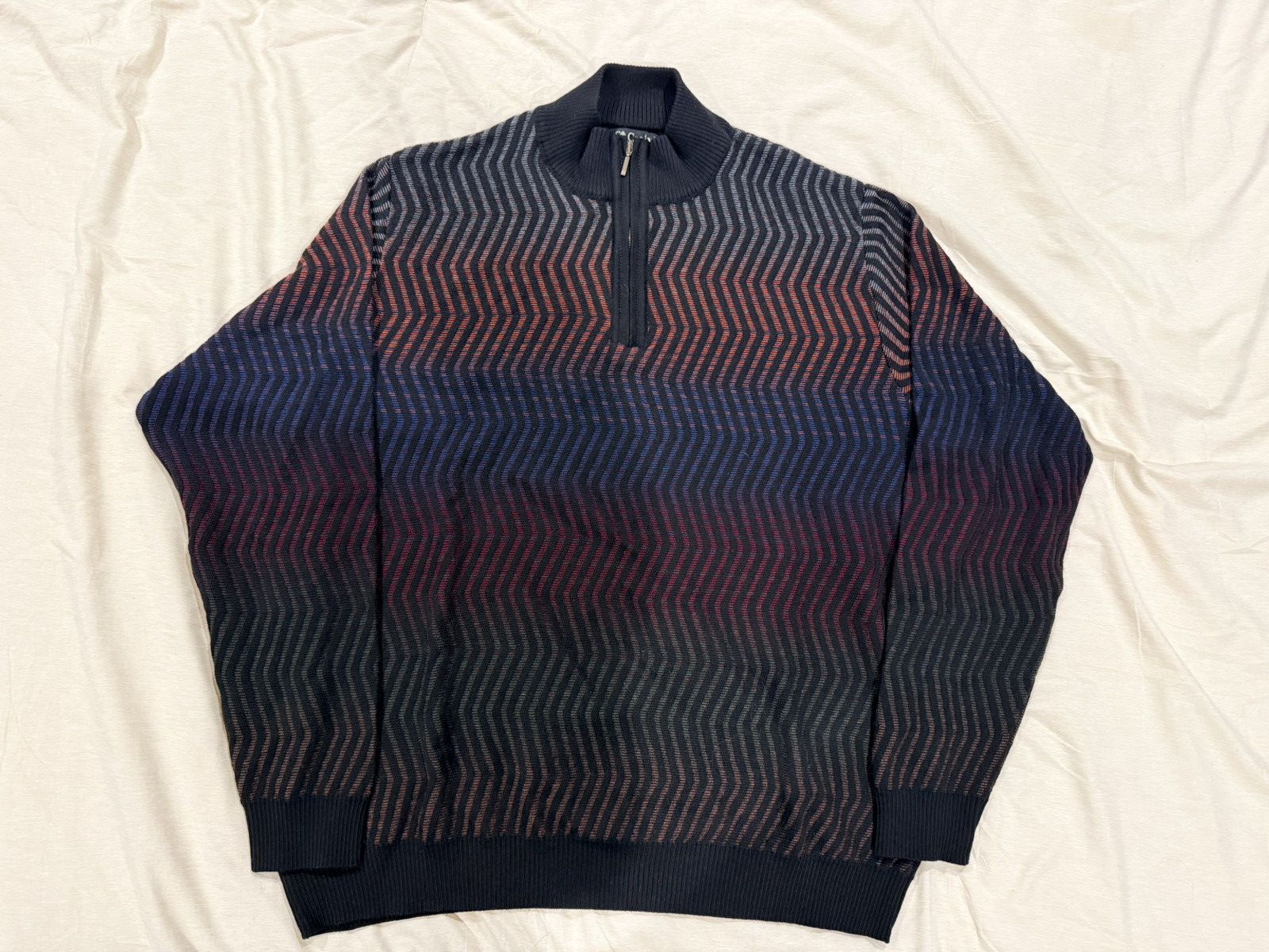 St. Croix Beautiful St. Croix Wool Quarter Zip with zig zag design Size US XL / EU 56 / 4 - 1 Thumbnail