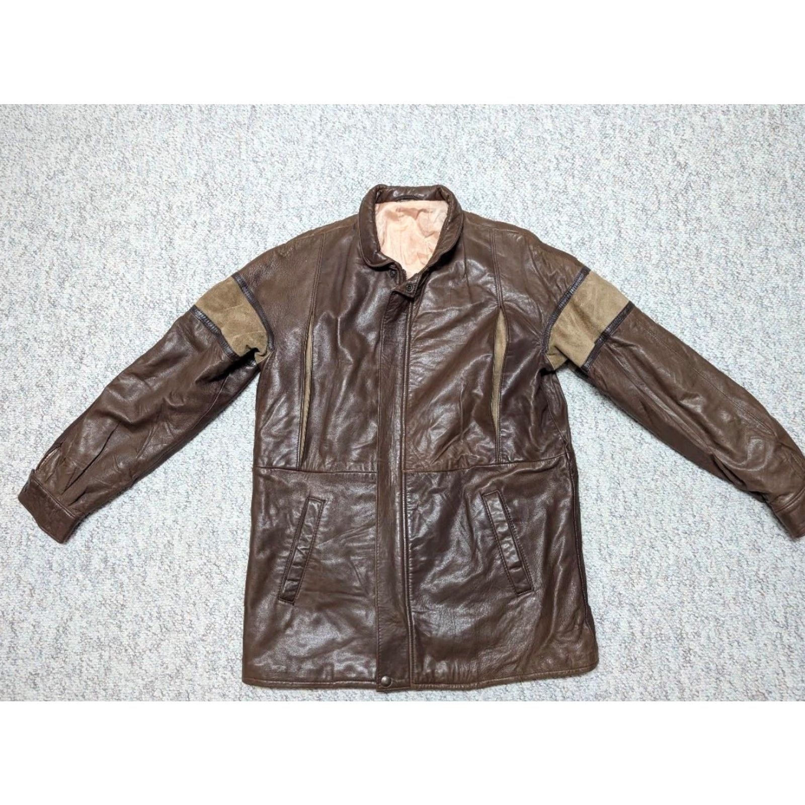 Vintage VINTAGE CUSTOM MOTORCYCLE leather JACKET Men S Brown Striped Lambskin Suede 38 Chest Zip Made in Canada Mens Jacket Size US S / EU 44-46 / 1 - 3 Thumbnail