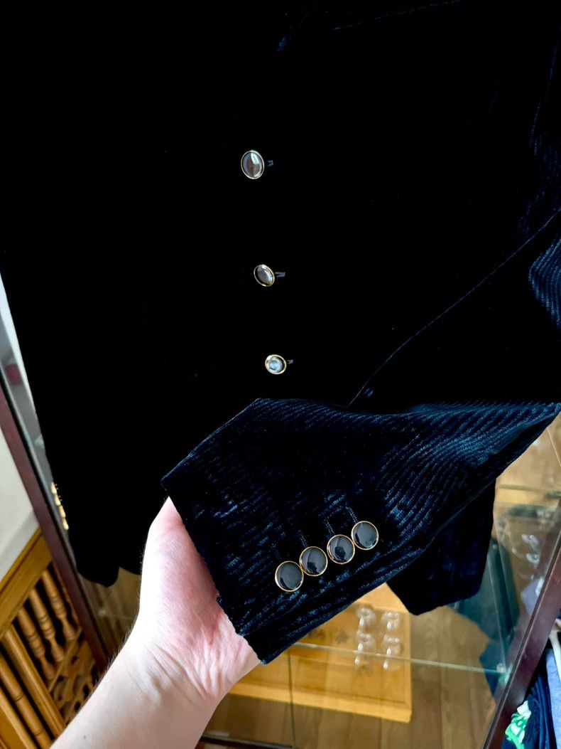 Saint Laurent Paris Saint Laurent Paris 20fw runway black velvet striped three Size 48R - 5 Thumbnail