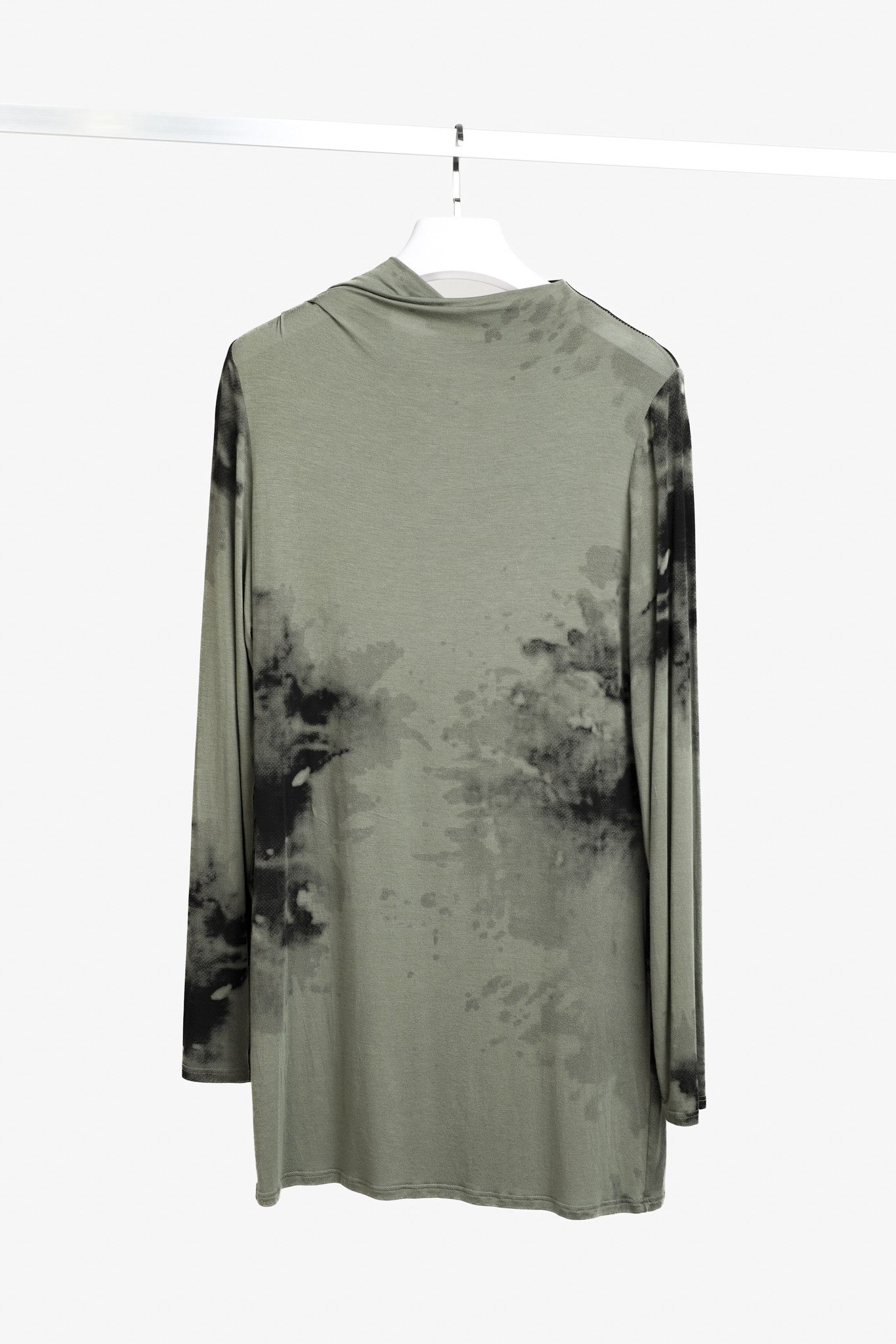 Sarah Pacini Sarah Pacini Stretch Green Tie-Dye Cowl Neck Tunic Size XS / US 0-2 / IT 36-38 - 2 Thumbnail