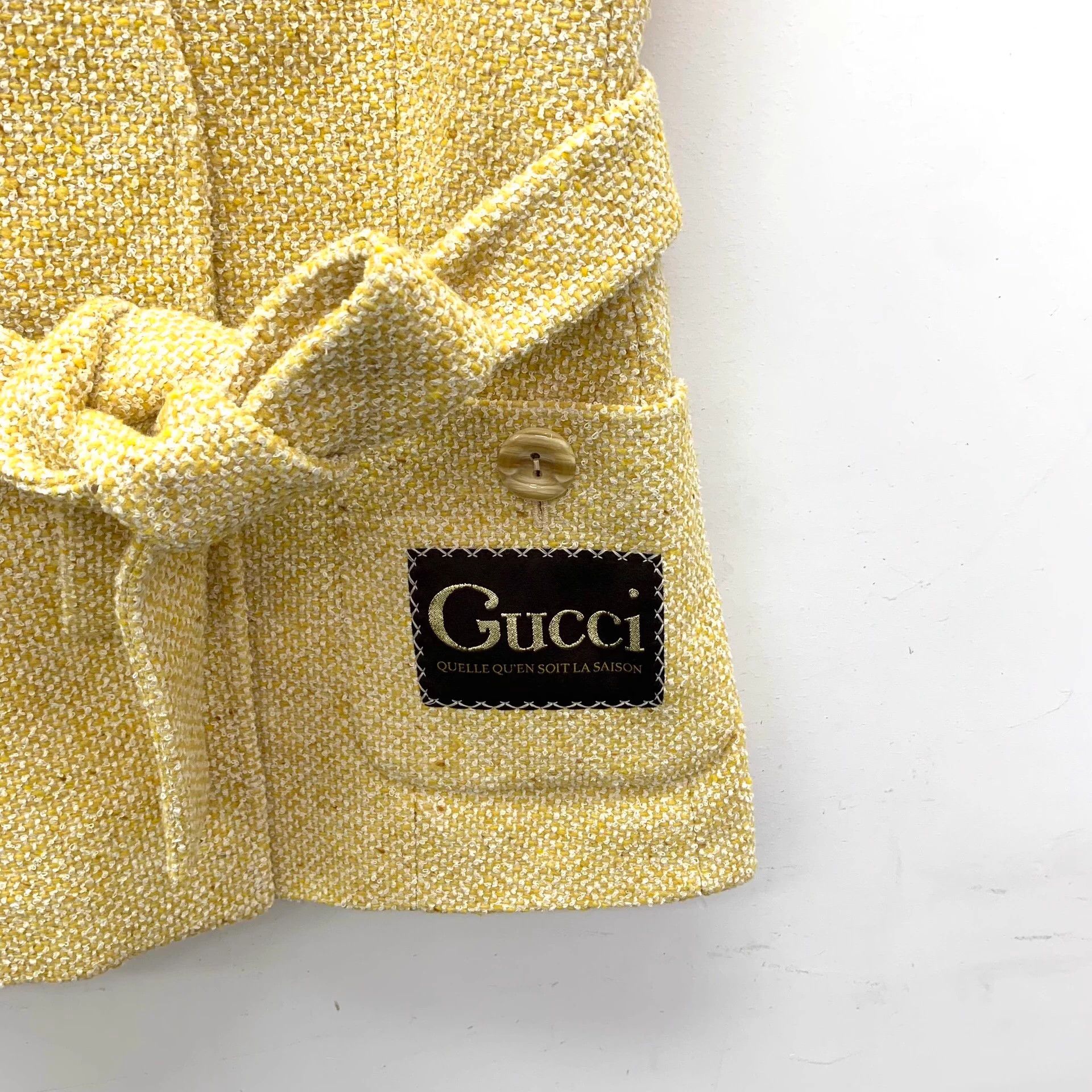Gucci KW0841 Gucci Yellow Wool Tweed Sleeveless Vest with Belt Size XS / US 0-2 / IT 36-38 - 4 Thumbnail