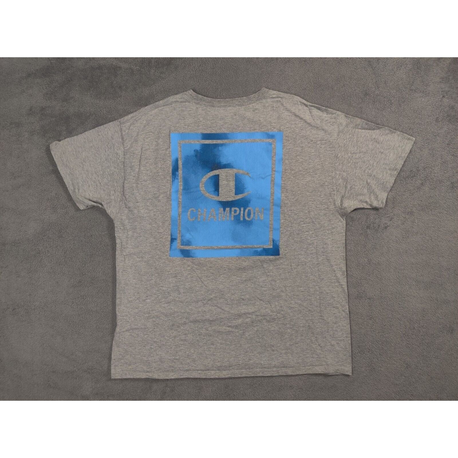 Champion Champion Shirt Adult Mens XL Gray Blue Box Logo Spell Out Size US XL / EU 56 / 4 - 1 Thumbnail