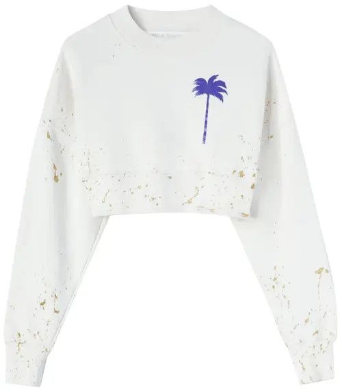 Palm Angels o1mle0425 Pxp Painted Cropped Crewneck Long Sleeve T-Shirt Size XL / US 12-14 / IT 48-50 - 1 Preview