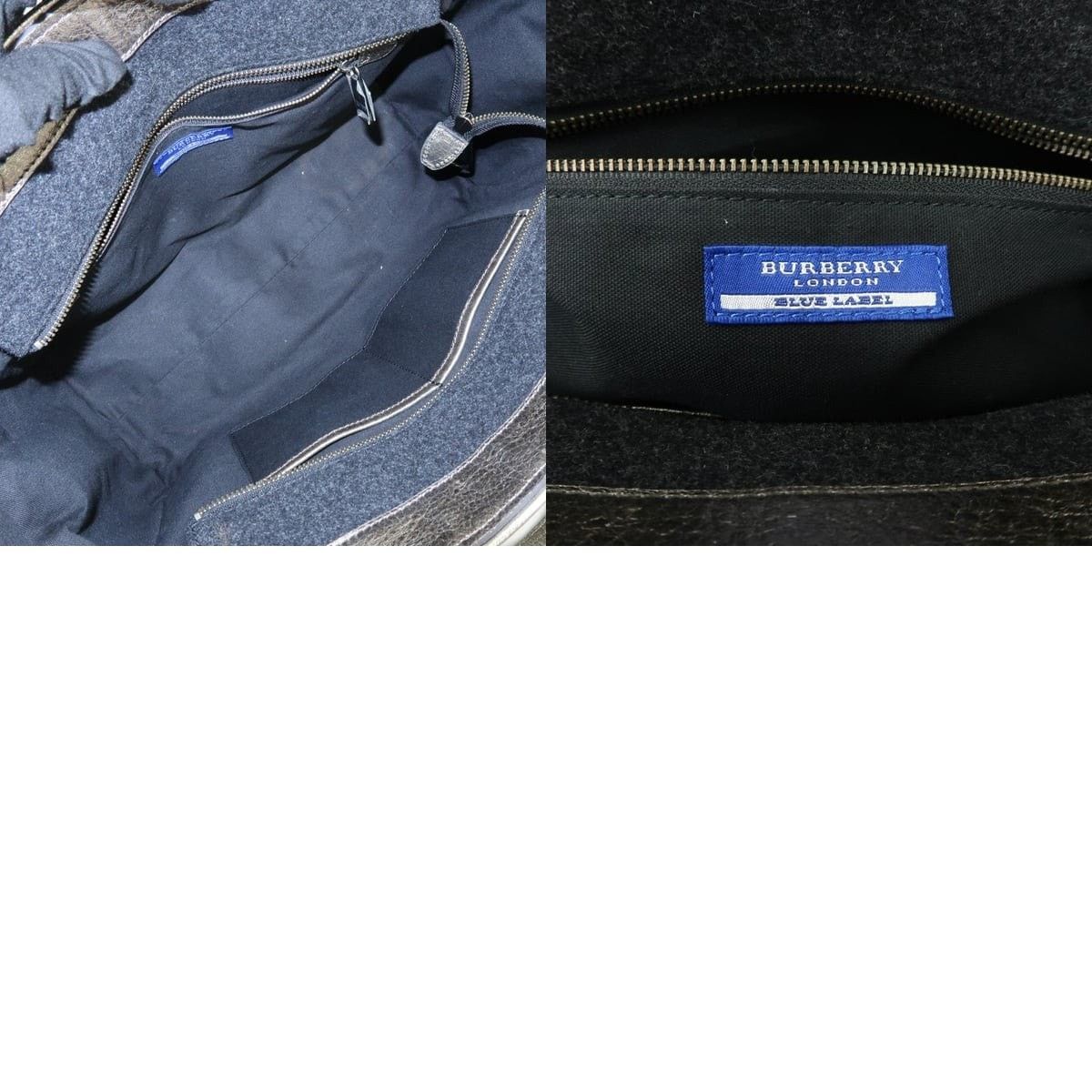 Burberry Burberry Blue Label Wool & Leather Shoulder Bag Gray Size ONE SIZE - 8 Thumbnail