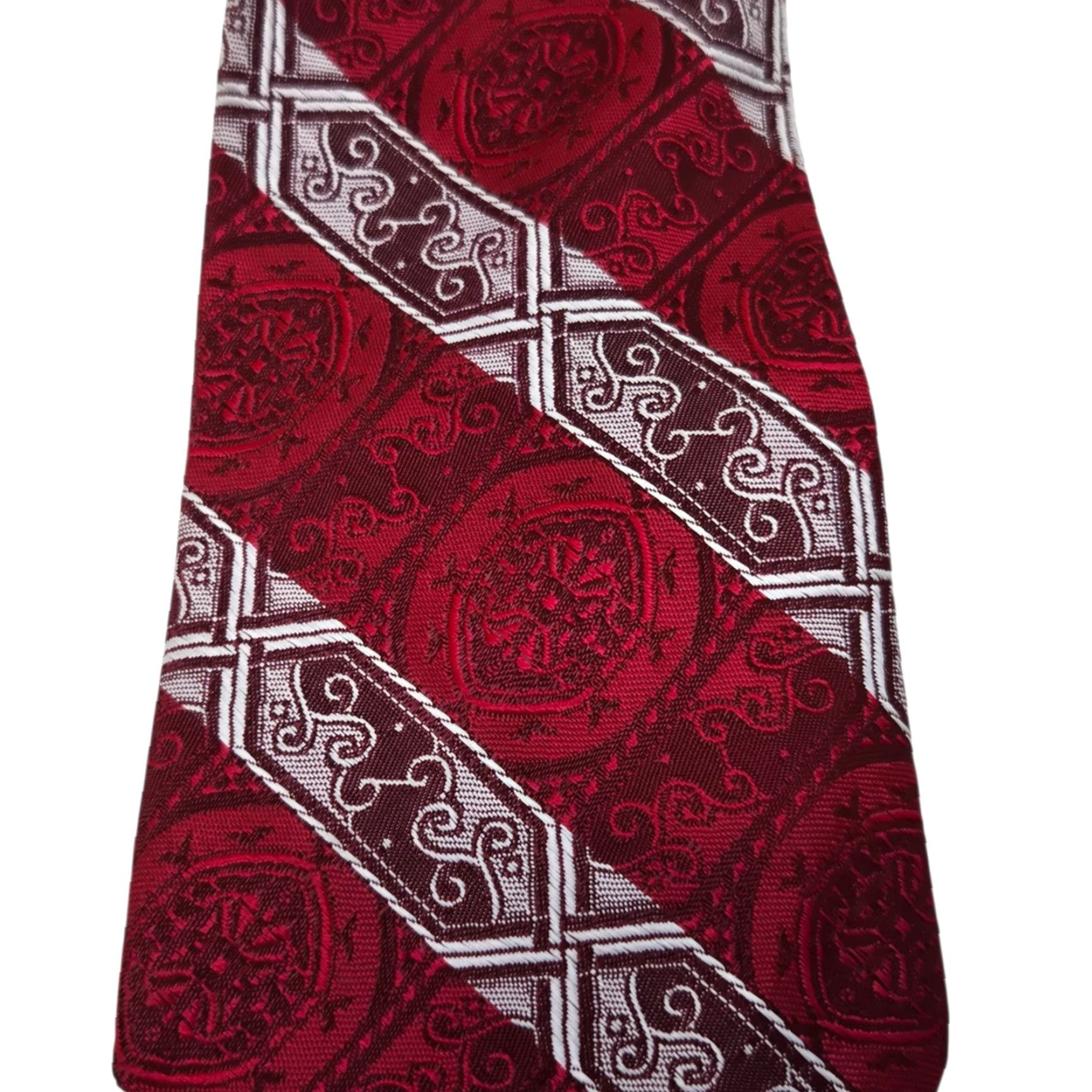 Vintage VINTAGE 1950s Red Paisley Neck Tie MCM 53" Size ONE SIZE - 4 Thumbnail