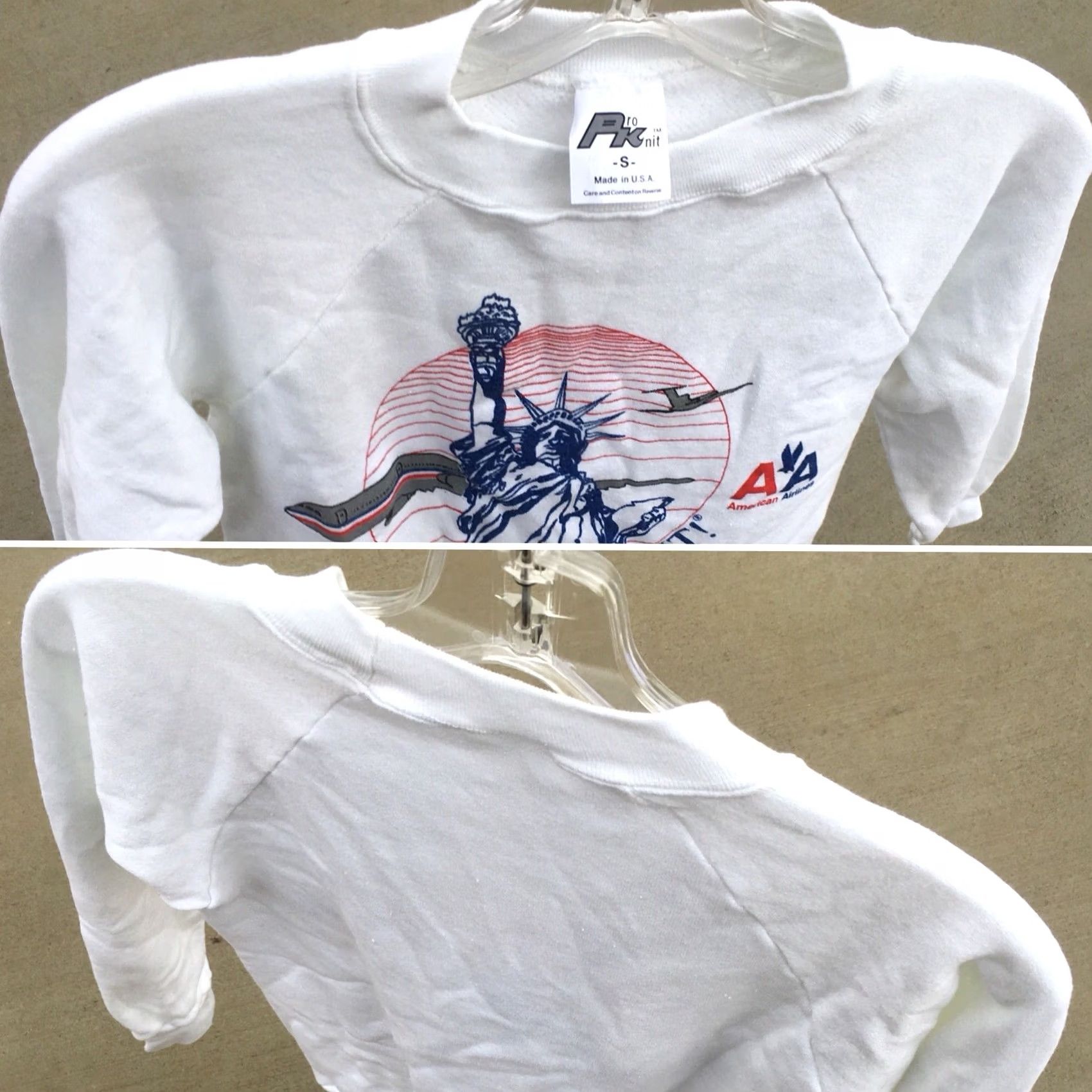 Vintage VINTAGE Pro Knit Sweatshirt Shirt S White Graphic Print USA Transportation Statue Of Liberty 80s 1980s Mens Boys Womens Size US S / EU 44-46 / 1 - 5 Thumbnail