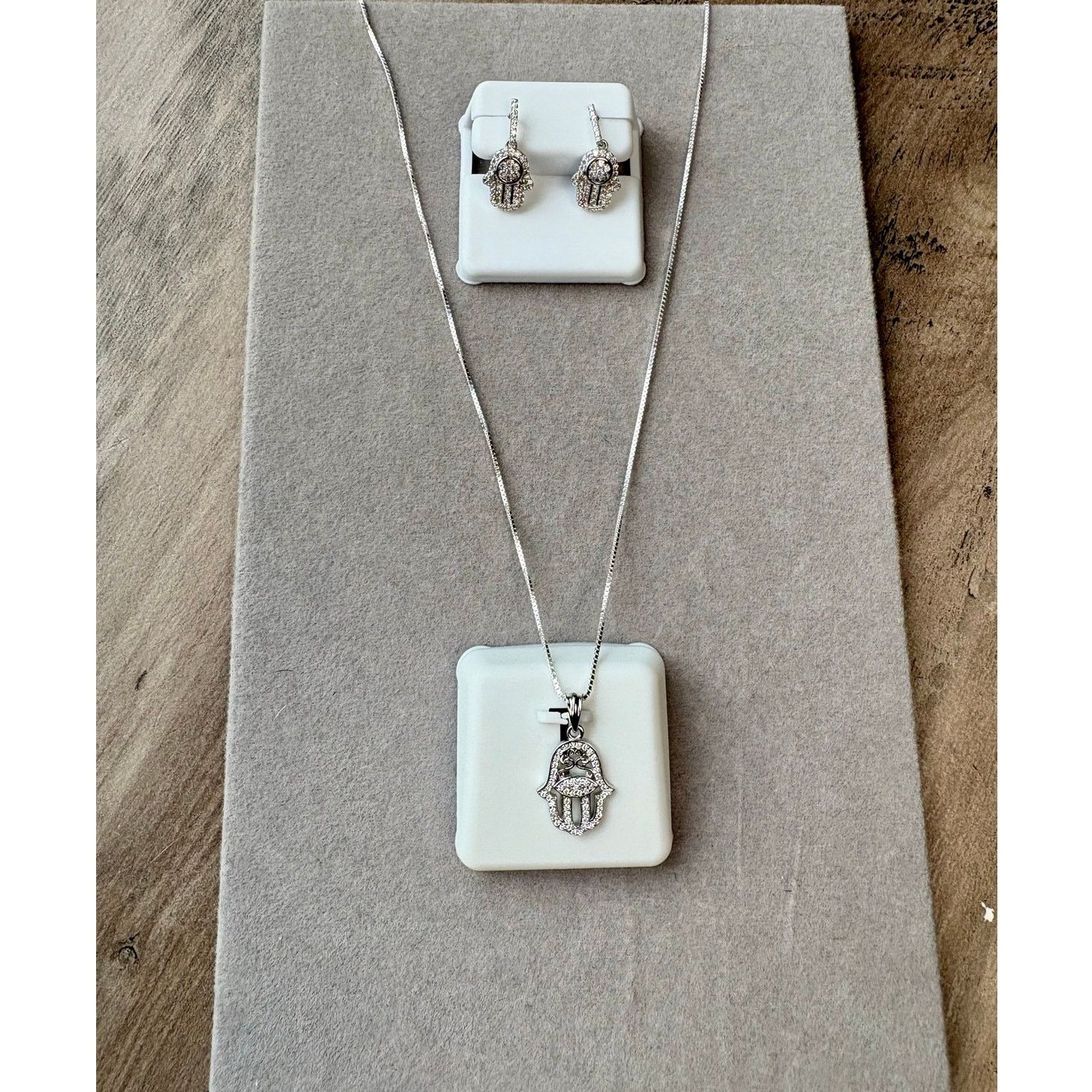 Jewelry NWT Hamsa Moissanite Necklace & Earring Bundle - 925 Silver Size ONE SIZE - 1 Thumbnail