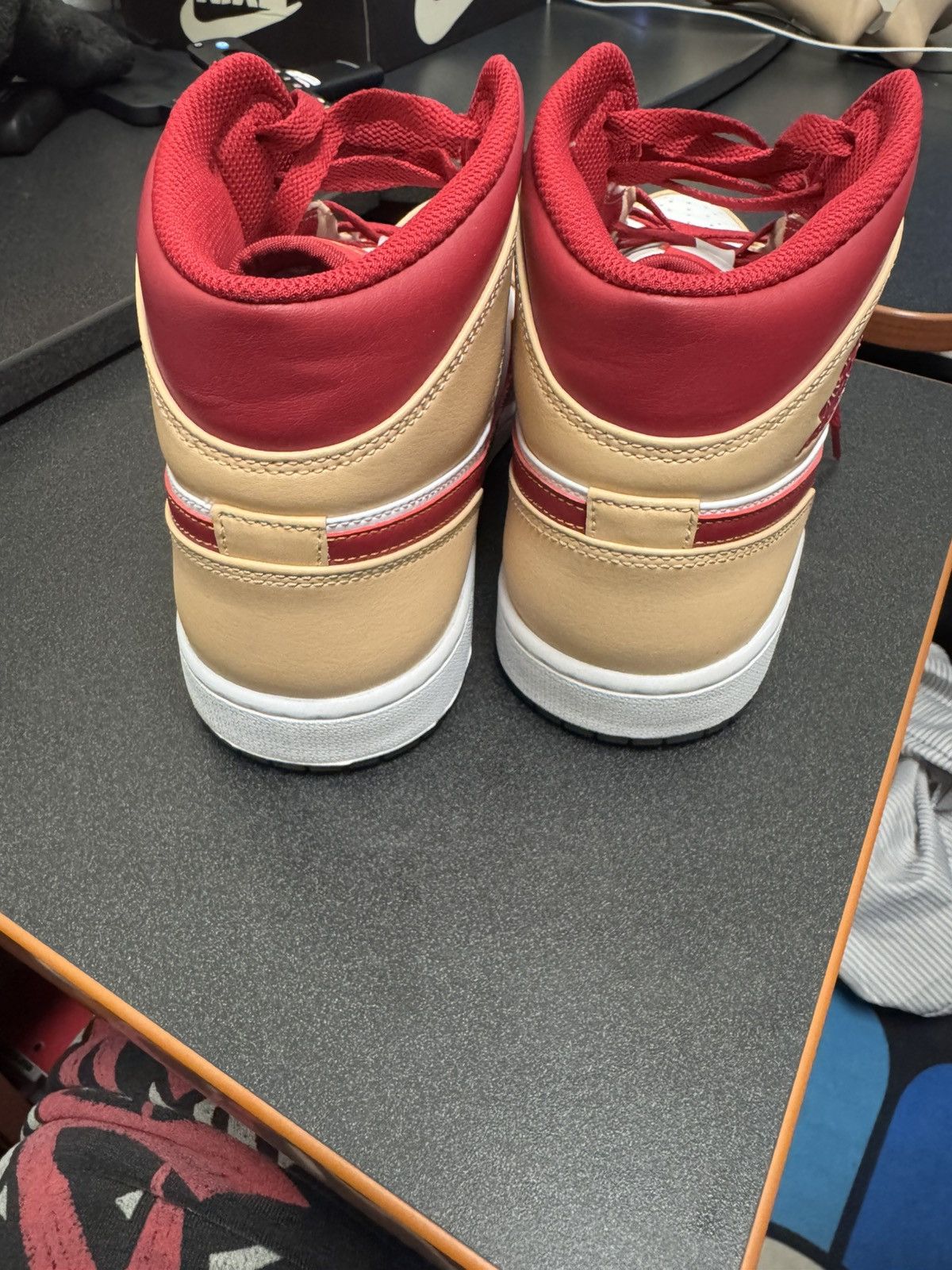 Jordan Brand Jordan 1 mid light curry cardinal red Size US 11 / EU 44 - 3 Thumbnail