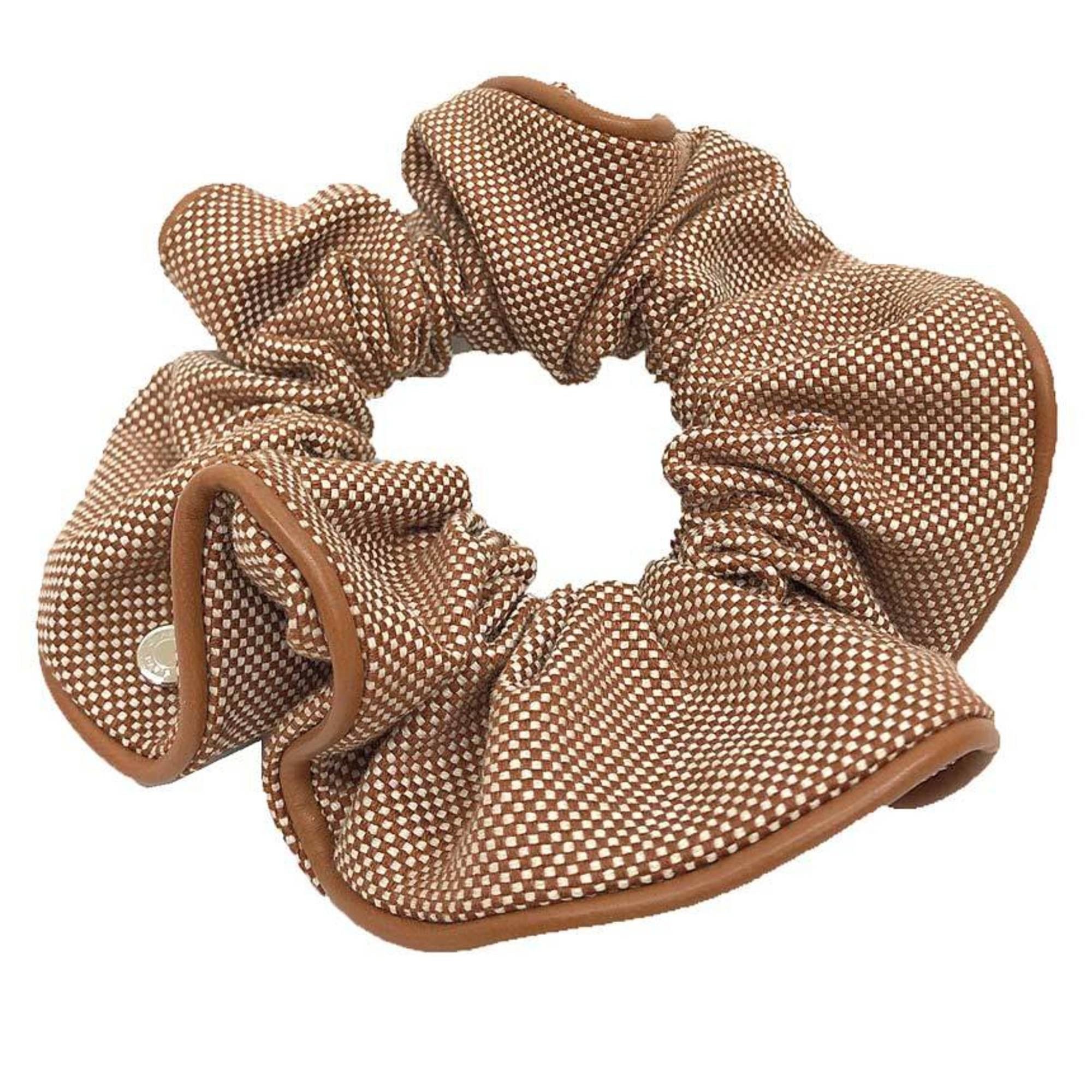 Hermes Hermes Scrunchie Claudia Plan Air Hair H241029G 37TU CHOUCHOU CLAUDIA Gold Camel Brown Size ONE SIZE - 1 Thumbnail