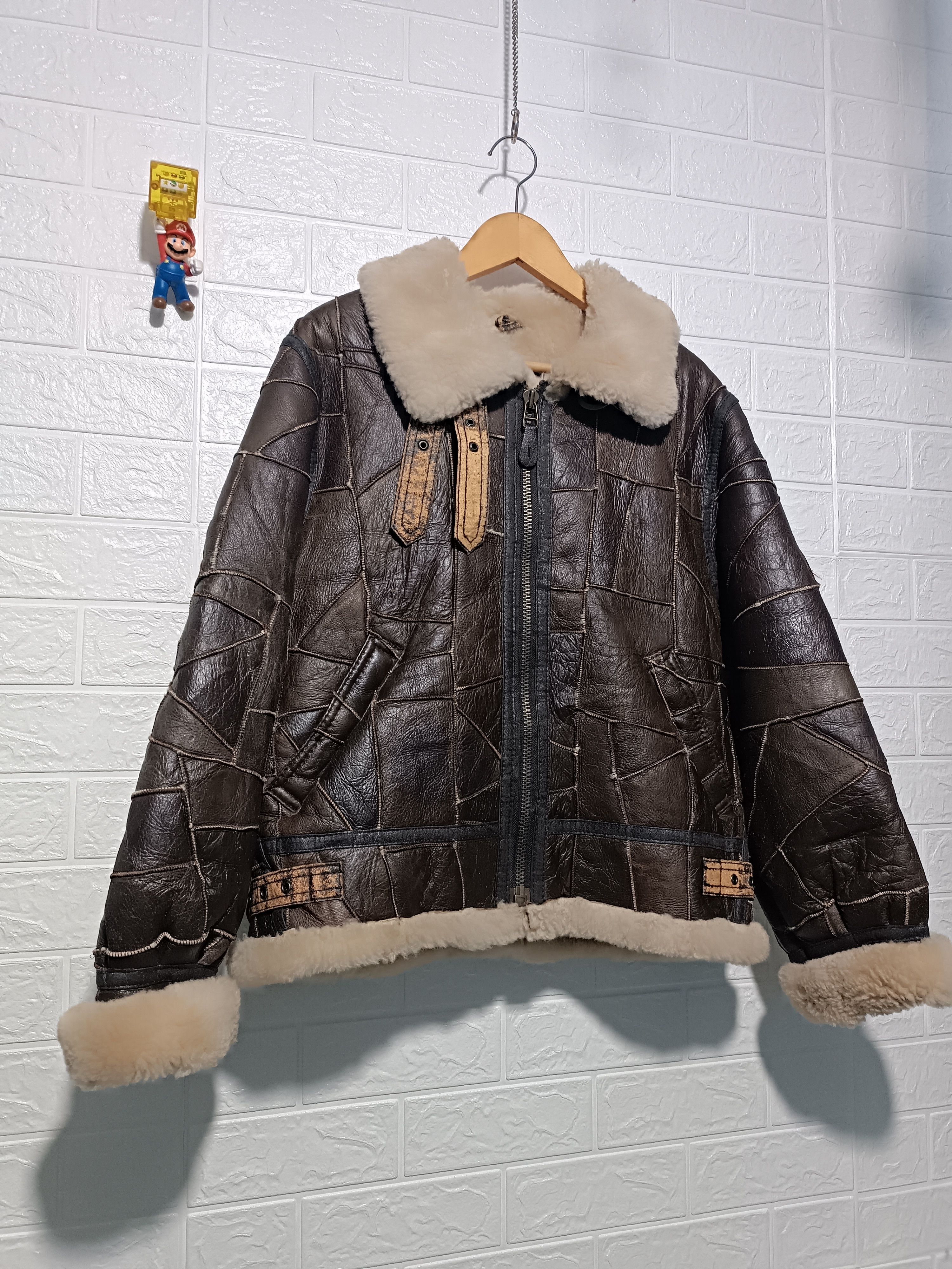 Vintage Real Mounton Crust B-3 B3 Flight Jacket Sheepskin Patchwork Size US M / EU 48-50 / 2 - 3 Thumbnail