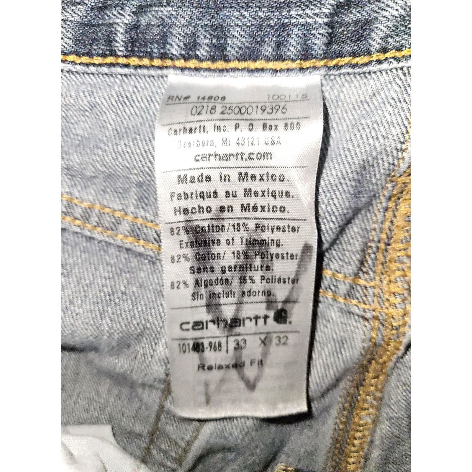 Carhartt Carhartt Jeans Relaxed Straight Mens 33x30 Blue Denim Medium Workwear Distressed Pockets Logo Regular Size Type: Jeans Size US 33 - 2 Thumbnail