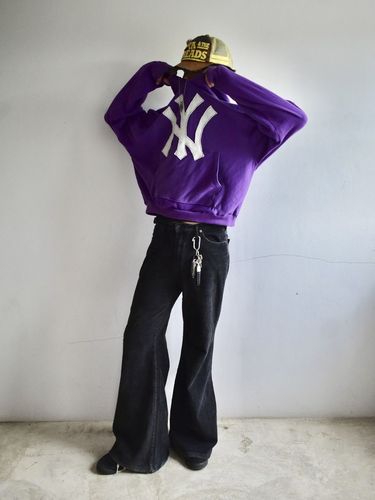 Russell Athletic × Vintage Faded Vintage NY Patchwork Hoodie Size US M / EU 48-50 / 2 - 2 Thumbnail