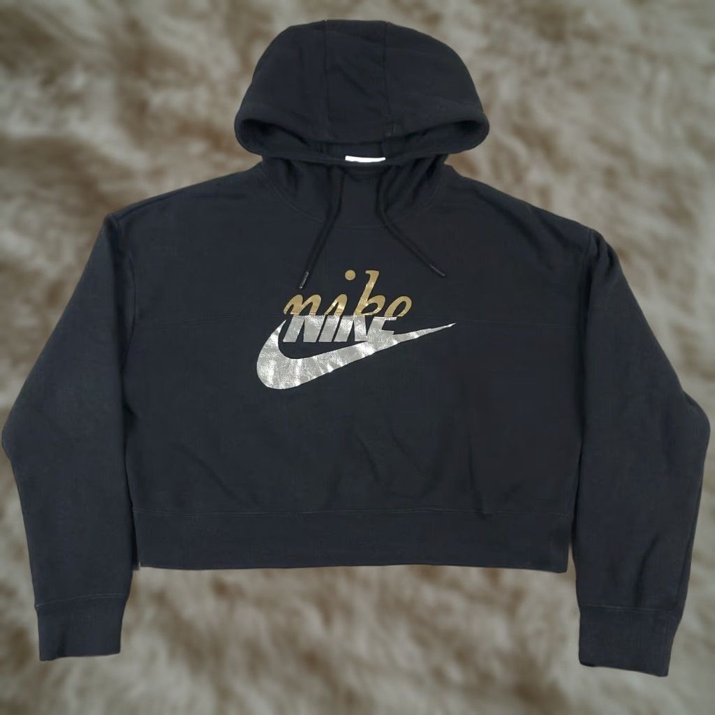 Nike Nike Hoodie Womens Small Black Crop Pullover Sweatshirt Activewear Size S / US 4 / IT 40 - 1 Thumbnail
